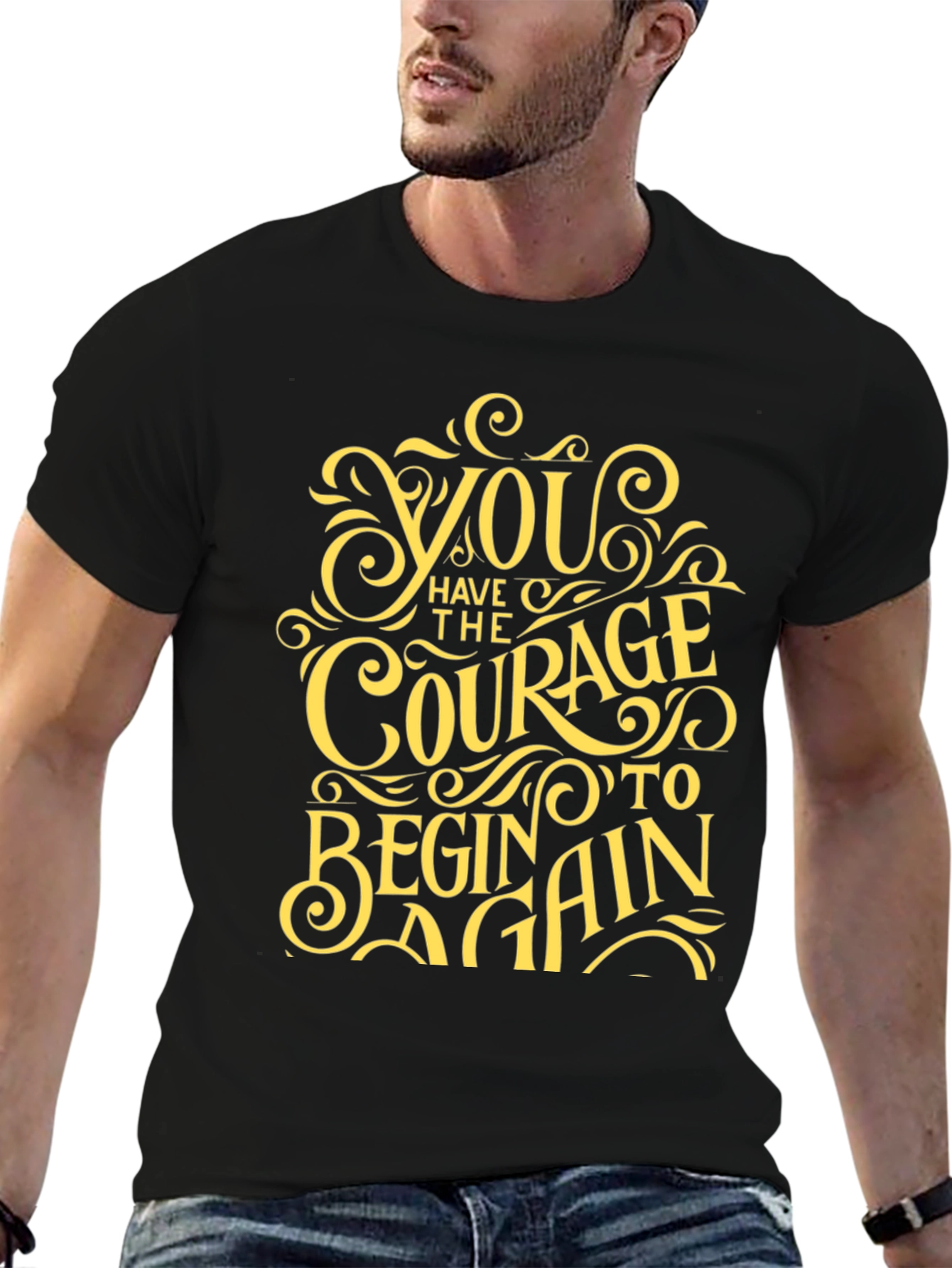 Black Courage To Begin Again Black Graphic Tee view 6