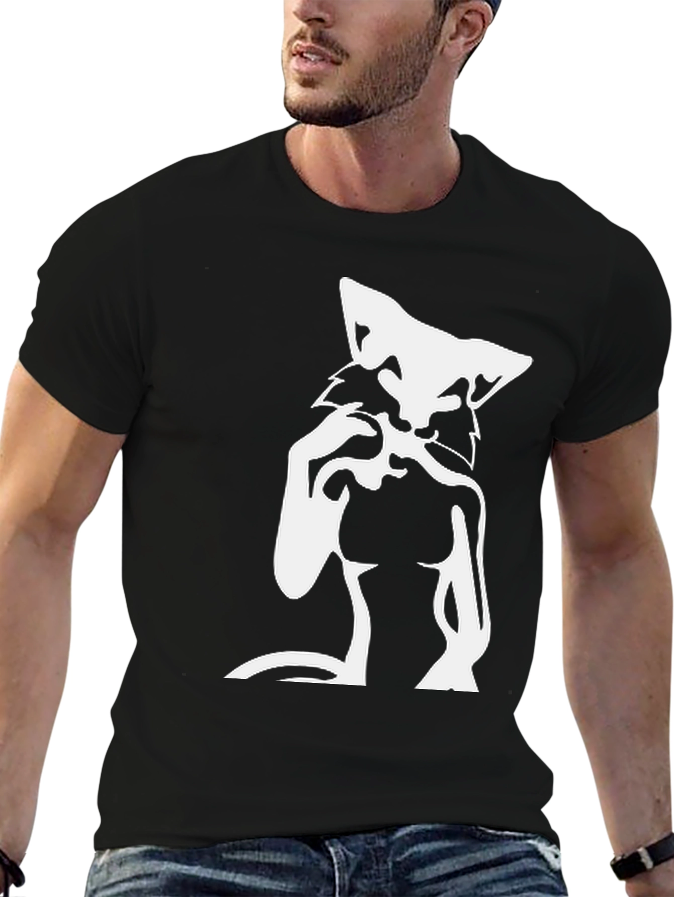 Black Wolf Graphic T-Shirt - Men's Black Tee view 6