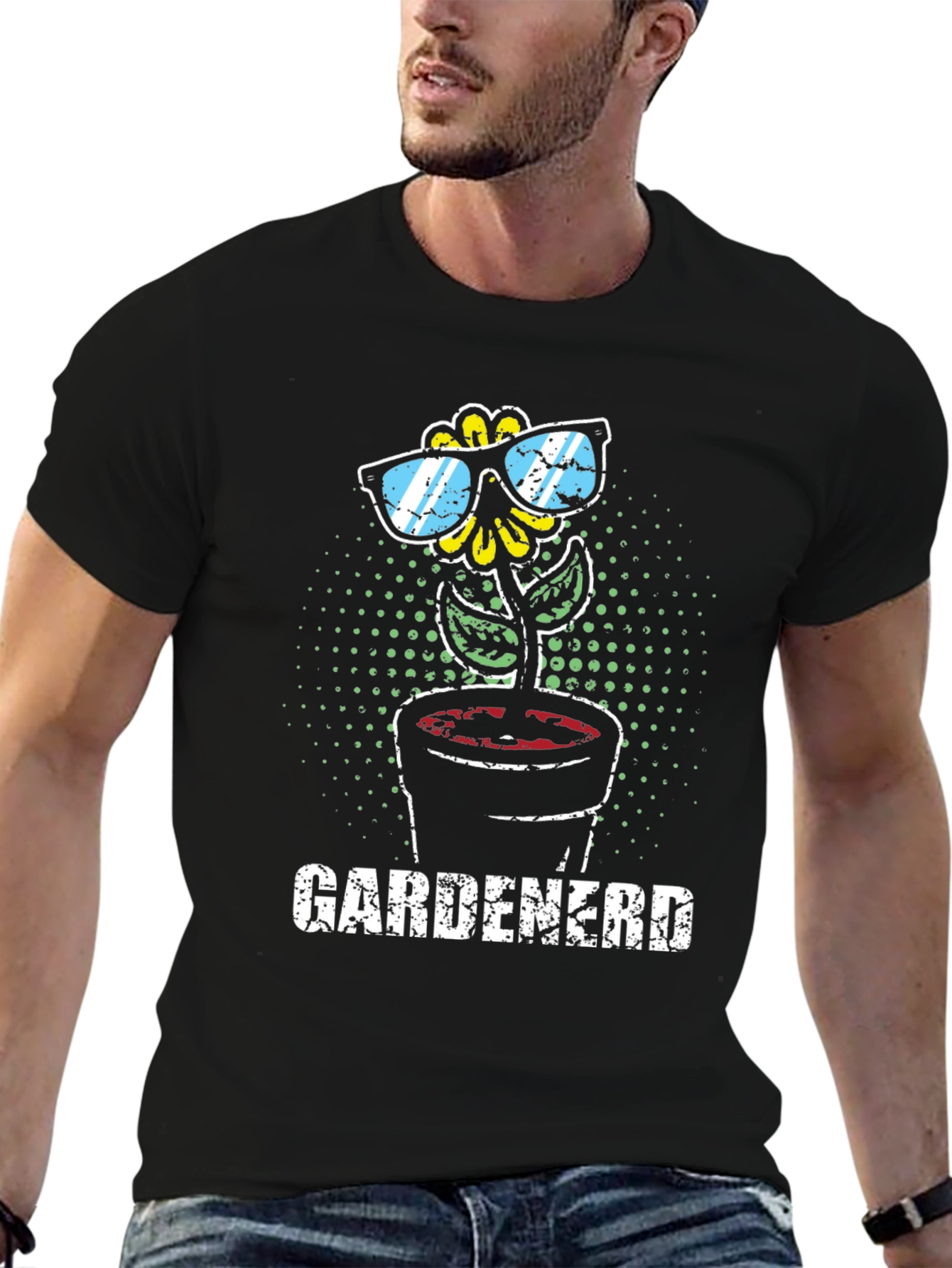 Black Gardenerd T-Shirt - Sunflower Sunglasses Novelty Tee view 6