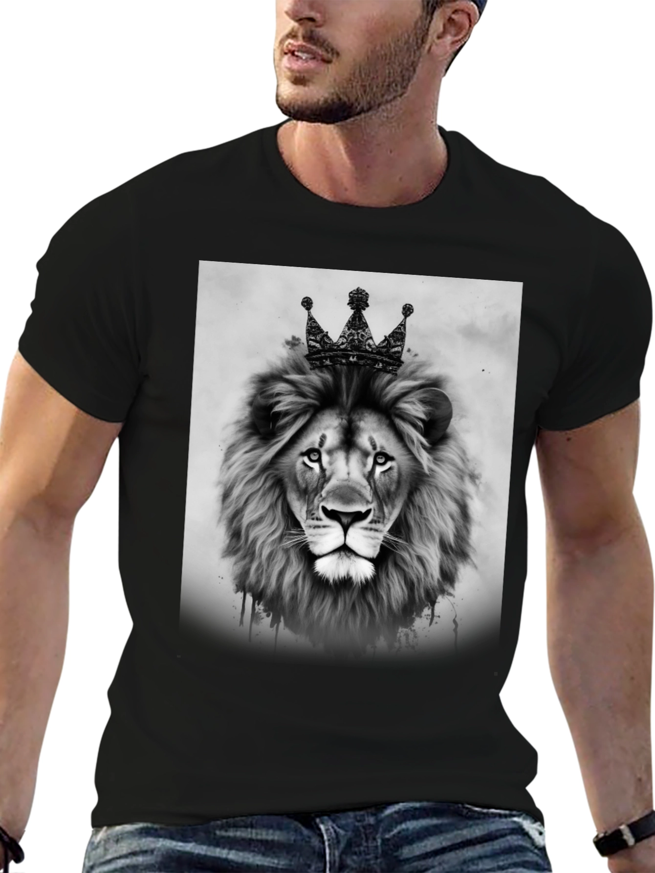 Black Lion King Graphic Tee - Black Unisex T-Shirt view 6