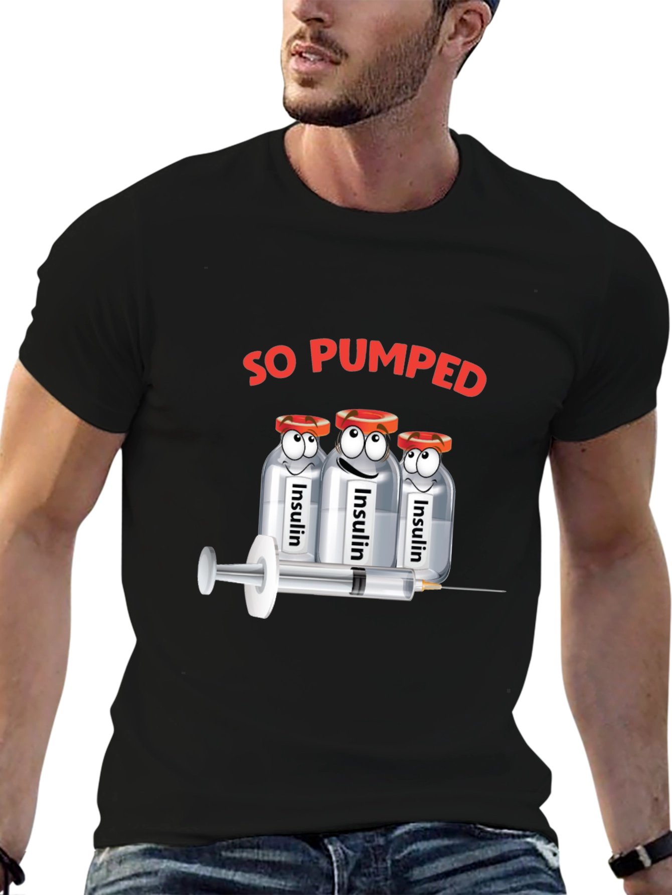Black So Pumped Insulin Graphic T-Shirt view 6
