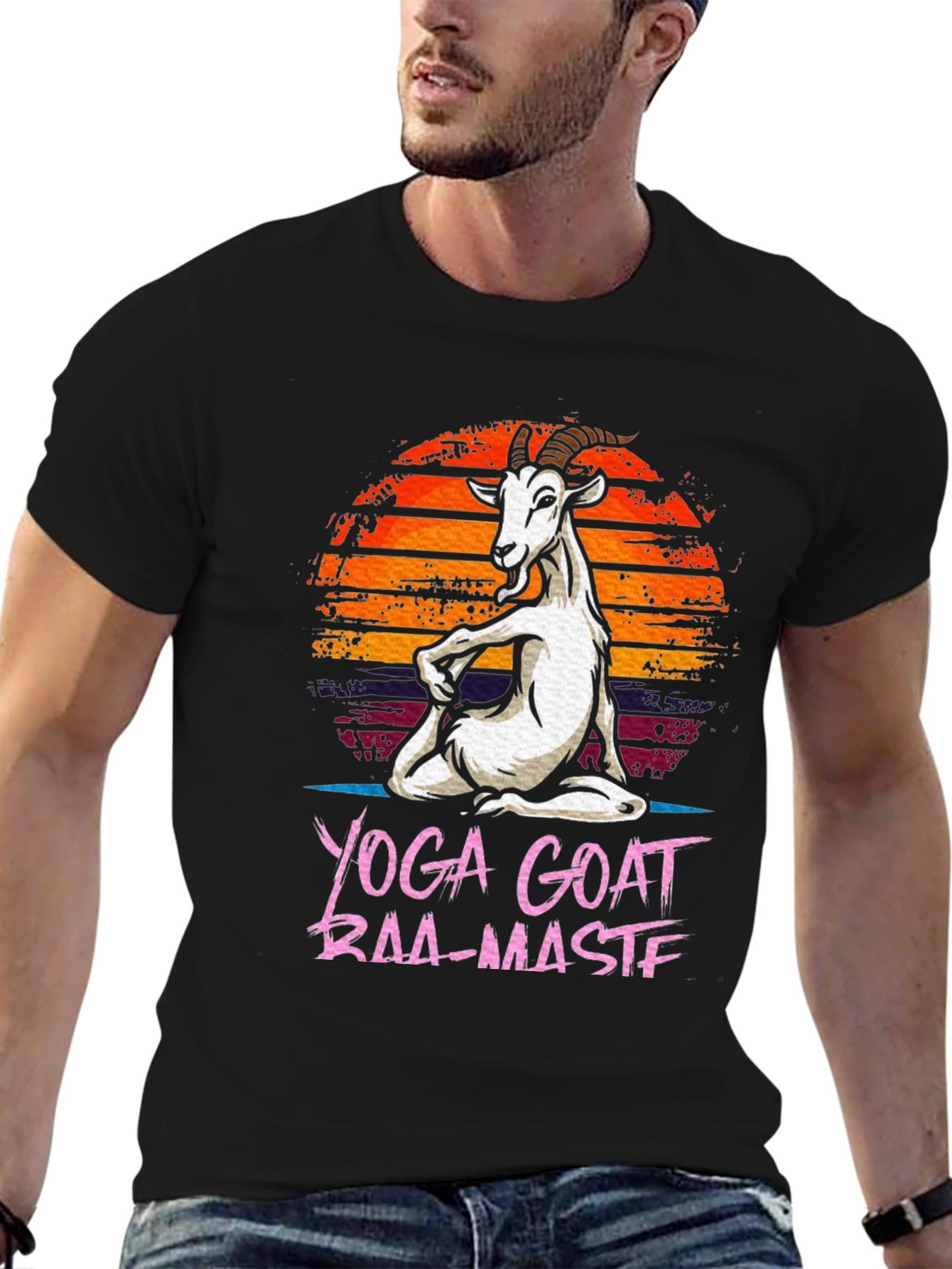 Black Yoga Goat Baa-Maste Funny Graphic Tee view 6
