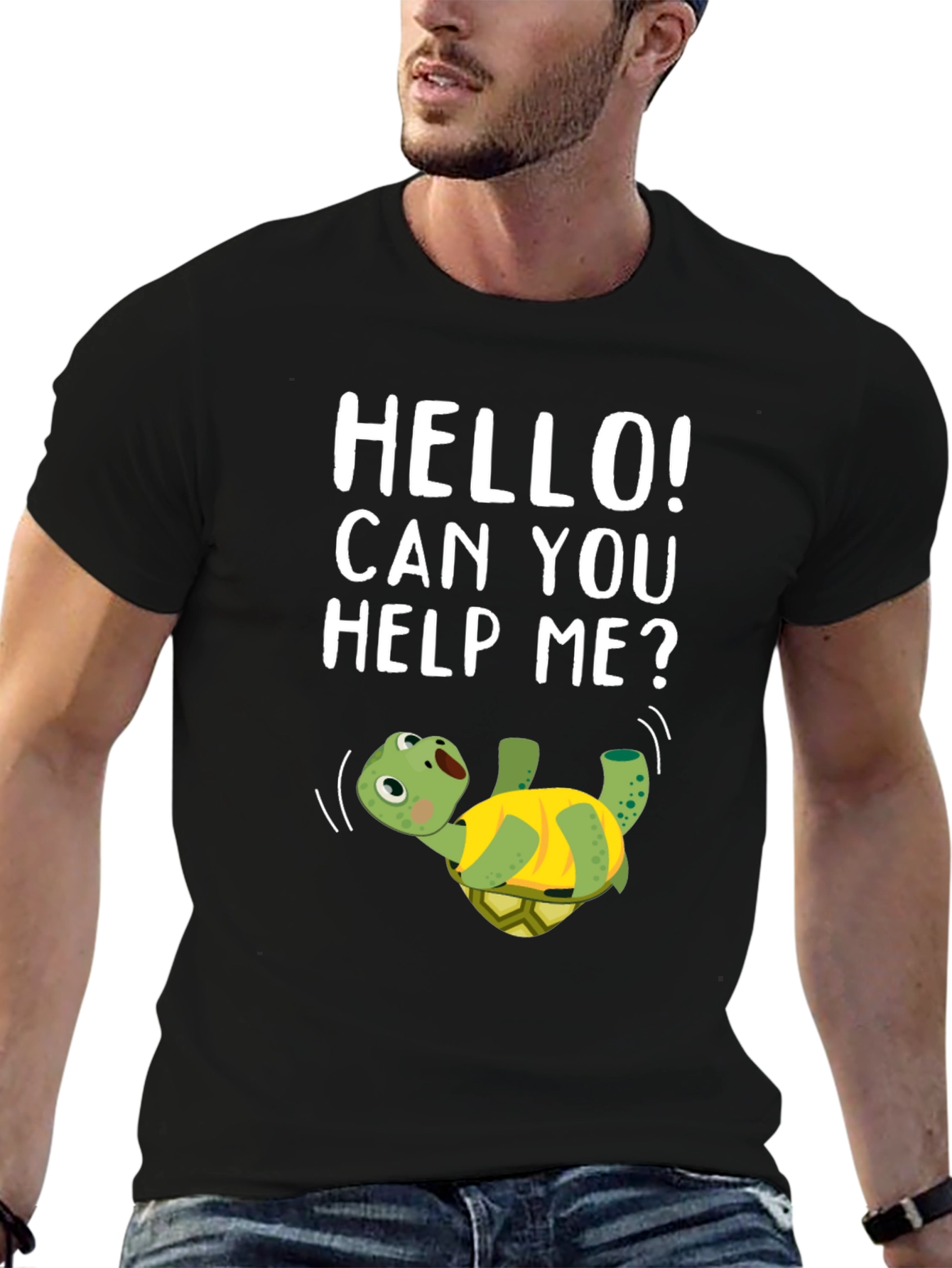 Black Help Me Turtle Graphic T-Shirt view 6