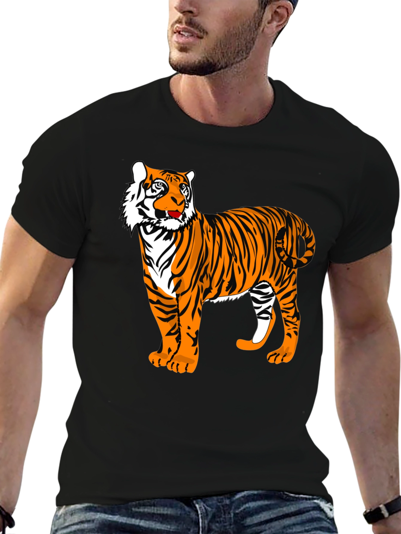 Black Tiger Graphic Black T-Shirt view 6