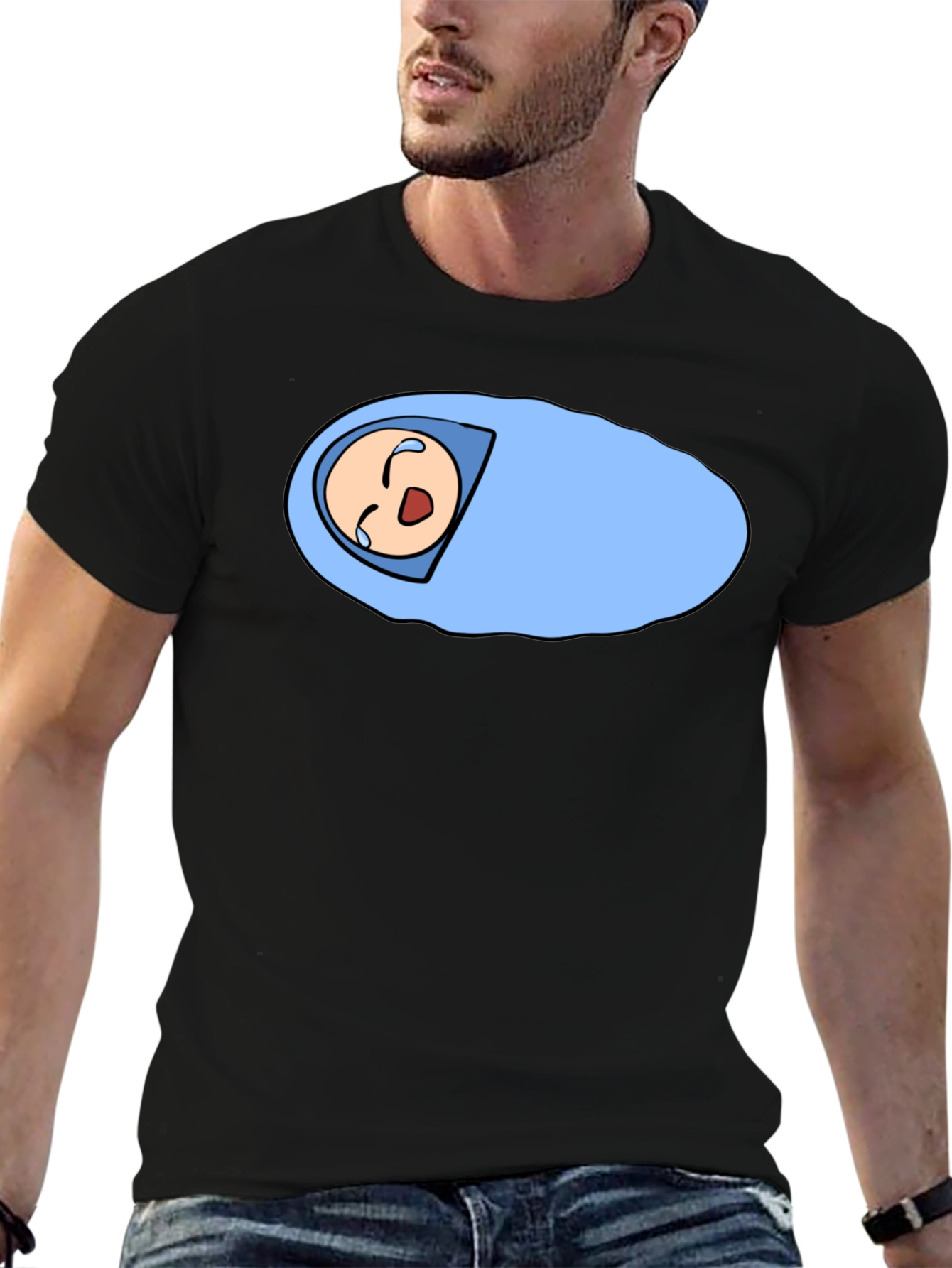 Black Cartoon Baby T-Shirt - Black, Unique Design view 6