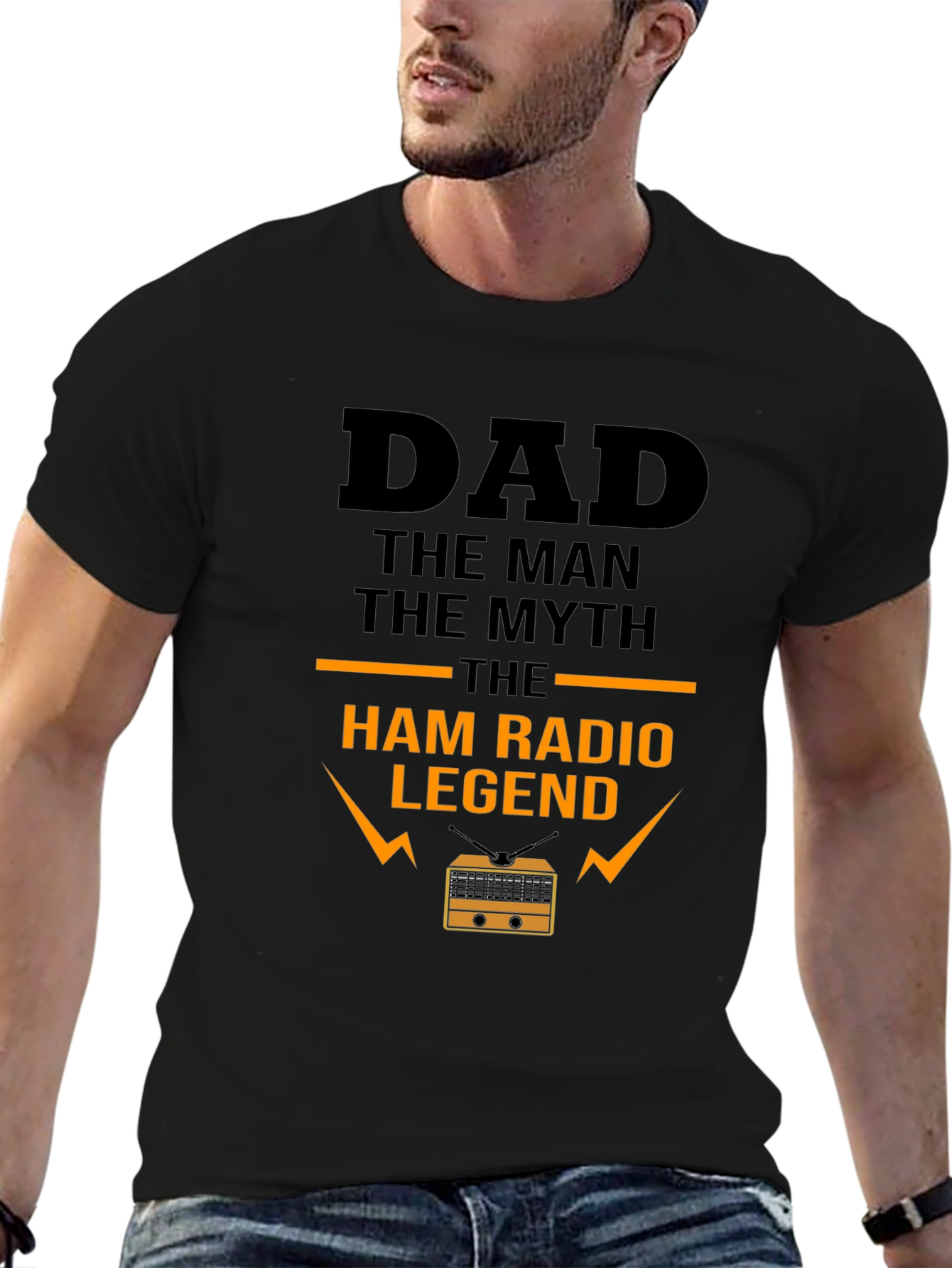 Black Dad Ham Radio Legend T-Shirt view 6