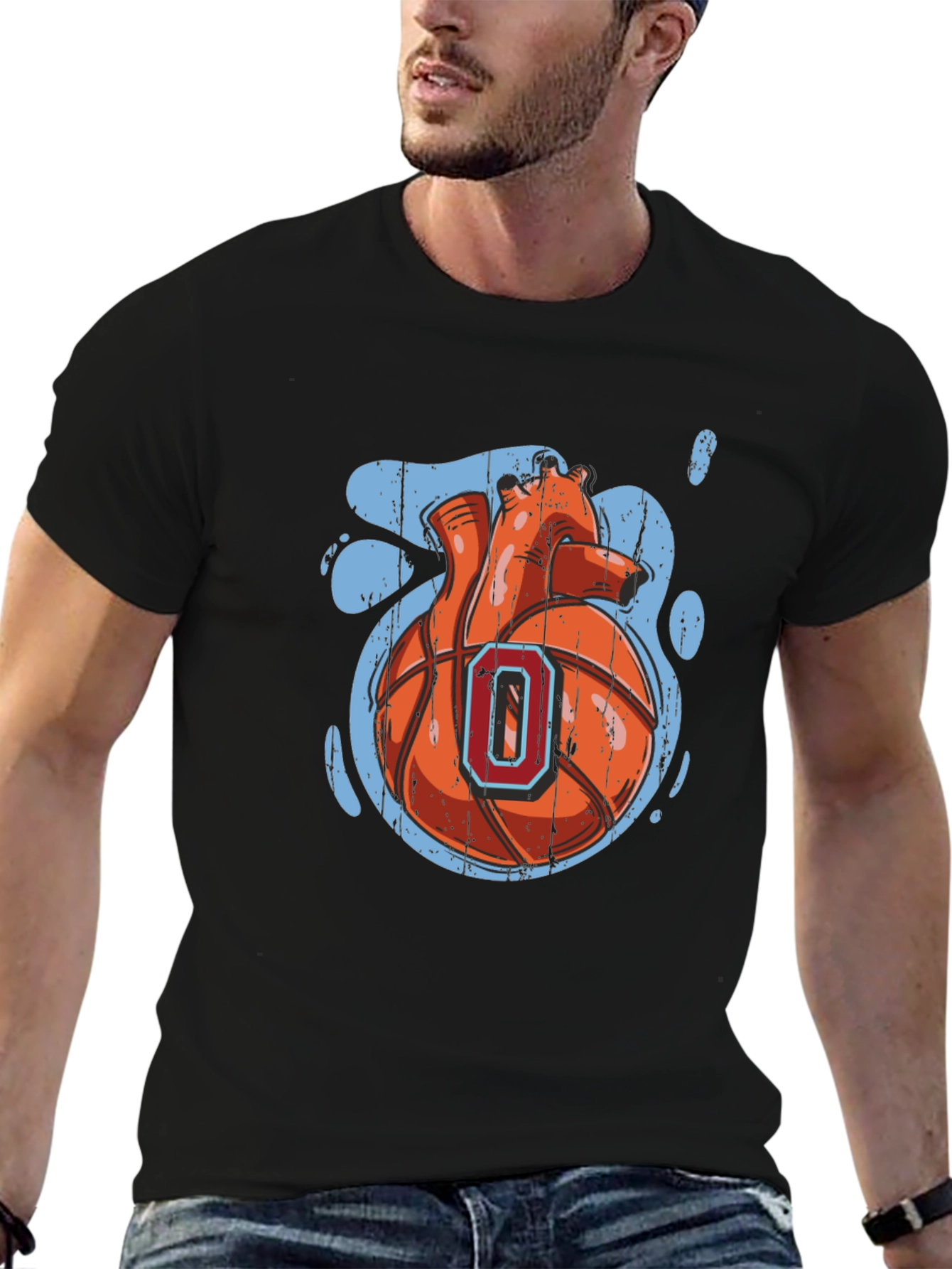 Black Heart Basketball Graphic Tee - Urban Style view 6