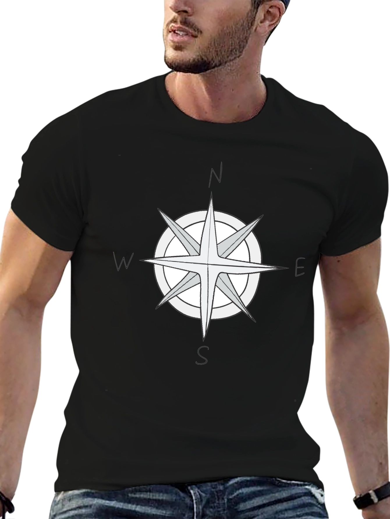 Black Compass Rose Graphic T-Shirt - Classic Black Tee view 6