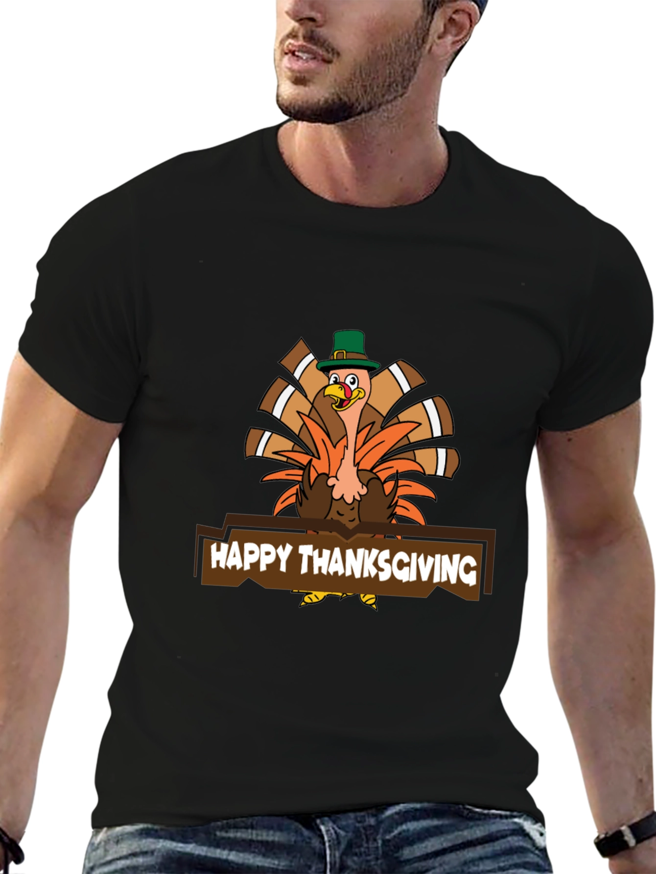 Black Thanksgiving Turkey T-Shirt - Holiday Graphic Tee view 6