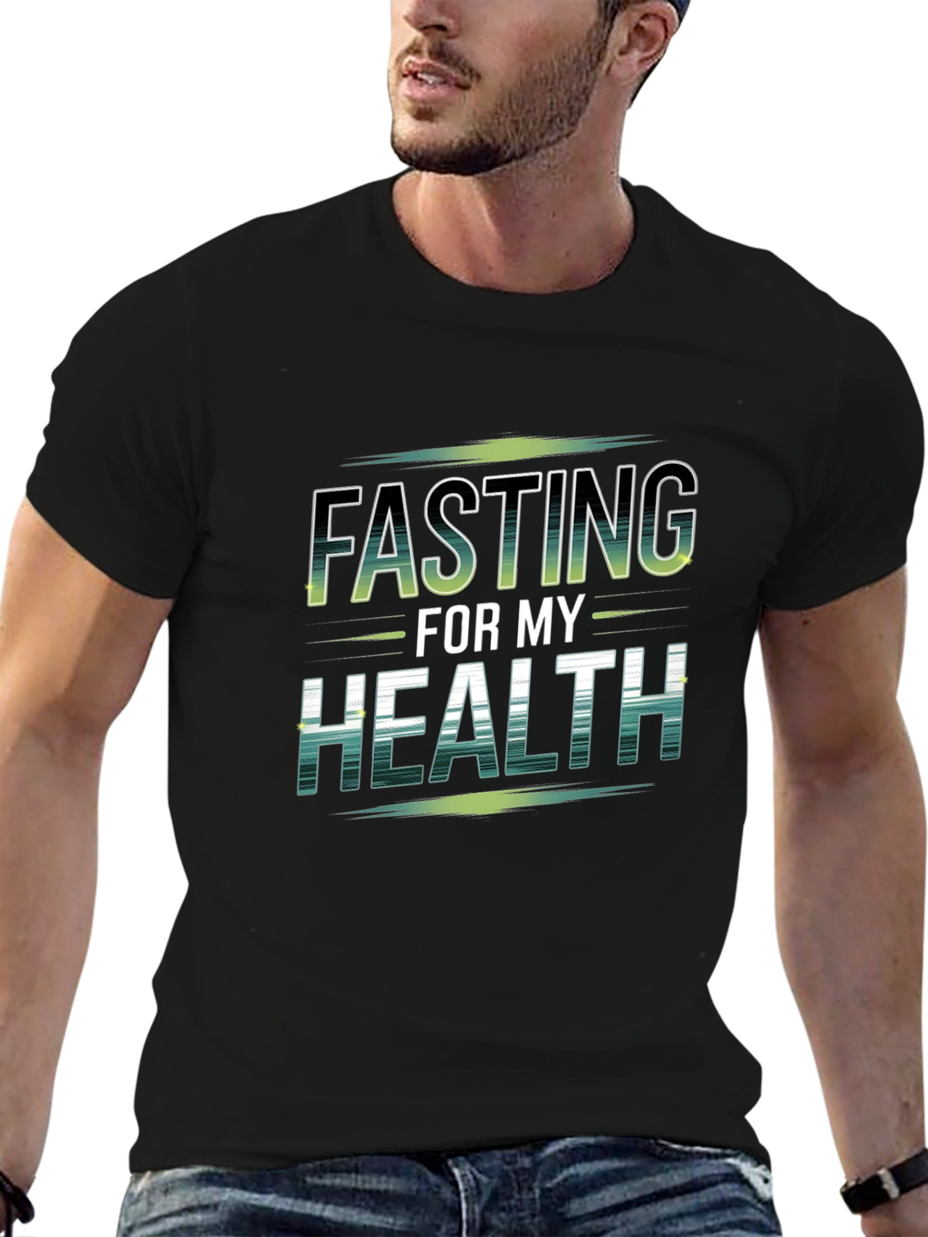 Black Fasting For My Health Graphic T-Shirt view 6
