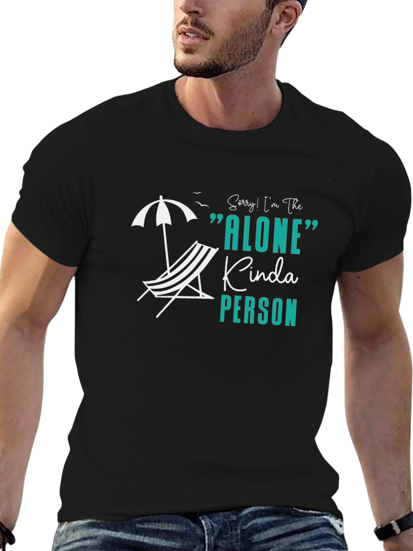 Black Alone Kinda Person Graphic Tee - Black view 6