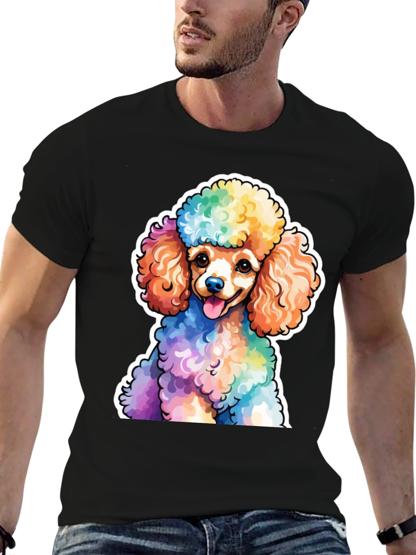 Black Rainbow Poodle Graphic Tee - Fun, Stylish & Unique view 6