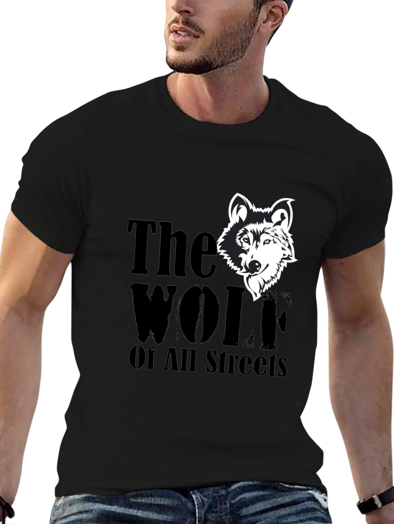 Black The Wolf Of All Streets Graphic Tee view 6