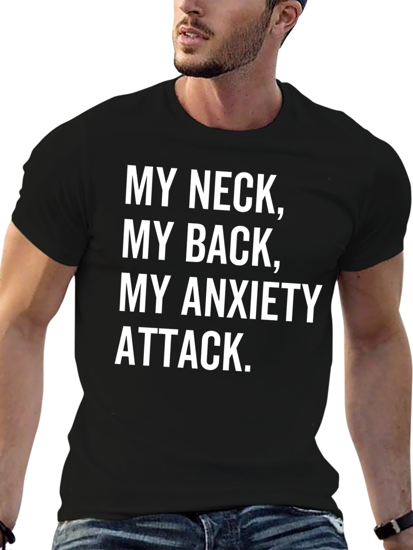 Black Humorous 'My Neck, My Back' Graphic T-Shirt view 6