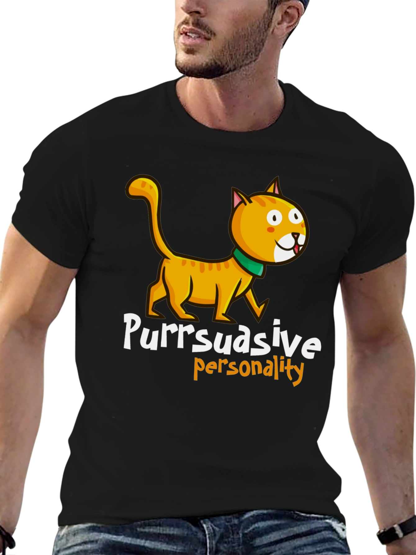 Black Purrsuasive Personality Cat Graphic Tee view 6