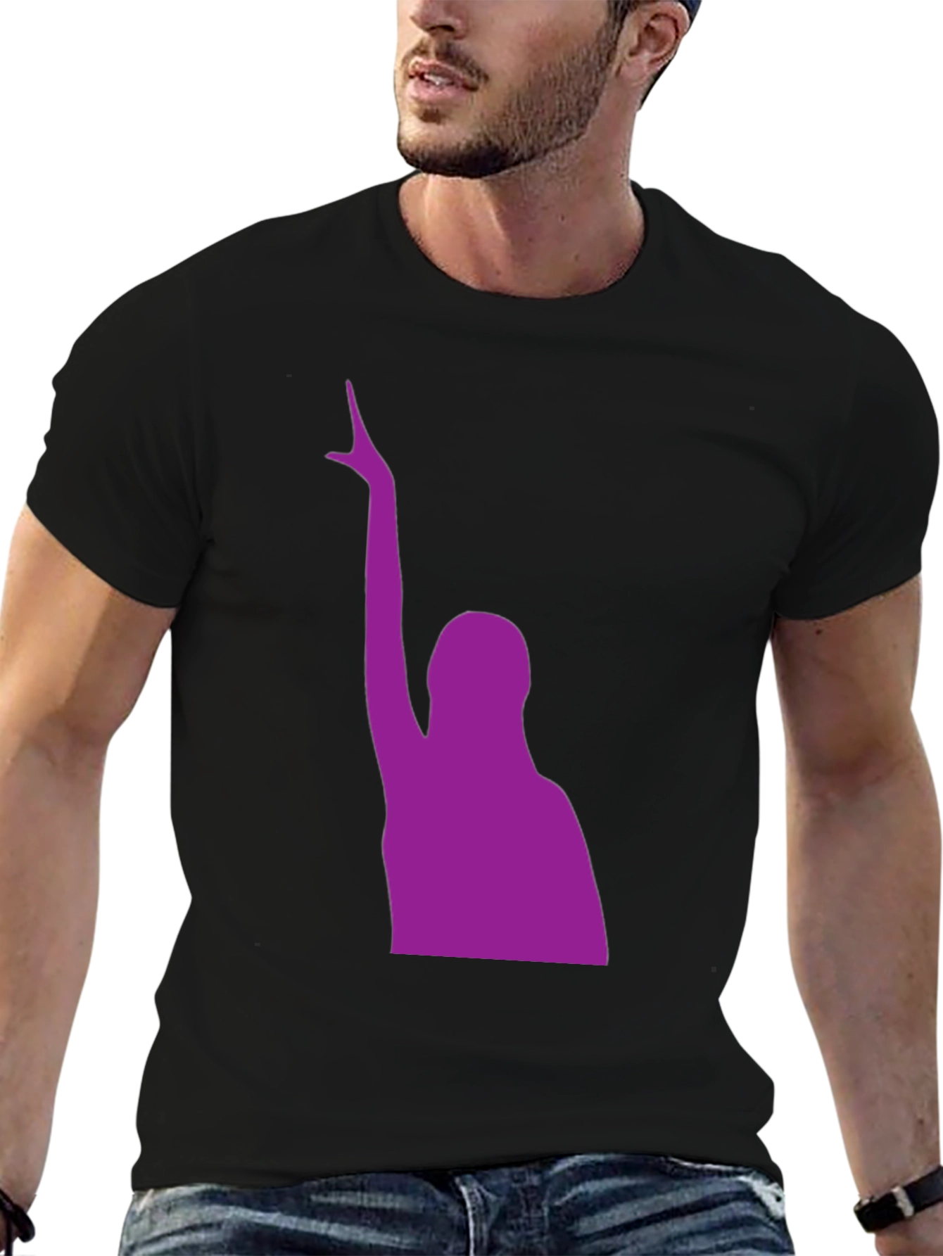 Black Purple Silhouette Graphic Black T-Shirt view 6