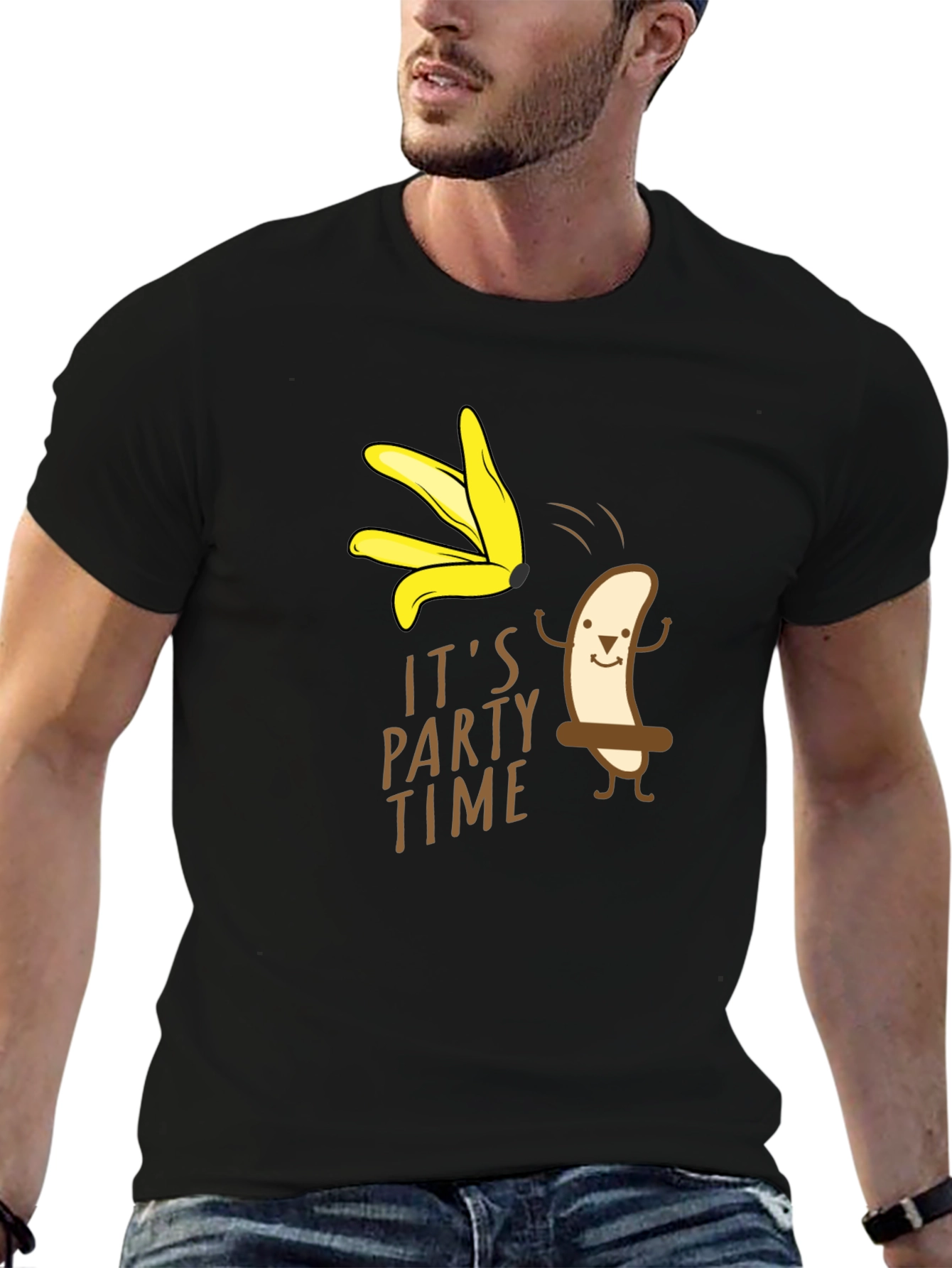 Black It's Party Time Banana Graphic T-Shirt view 6