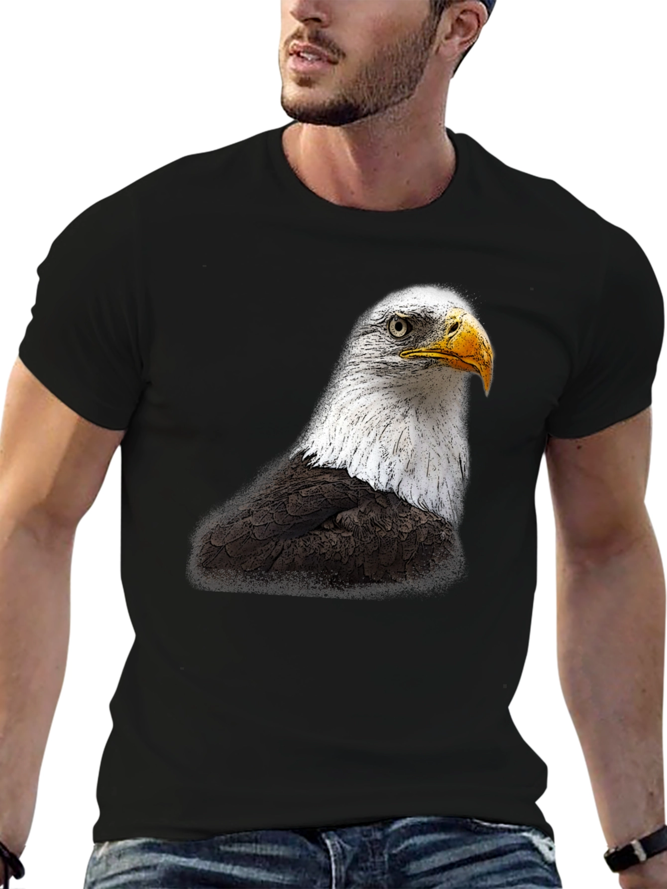 Black Bald Eagle Graphic T-Shirt view 6