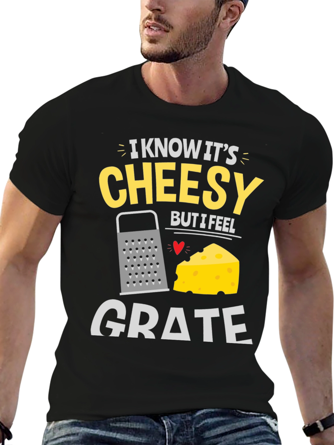 Black Cheesy Grate Humor Graphic Tee view 6