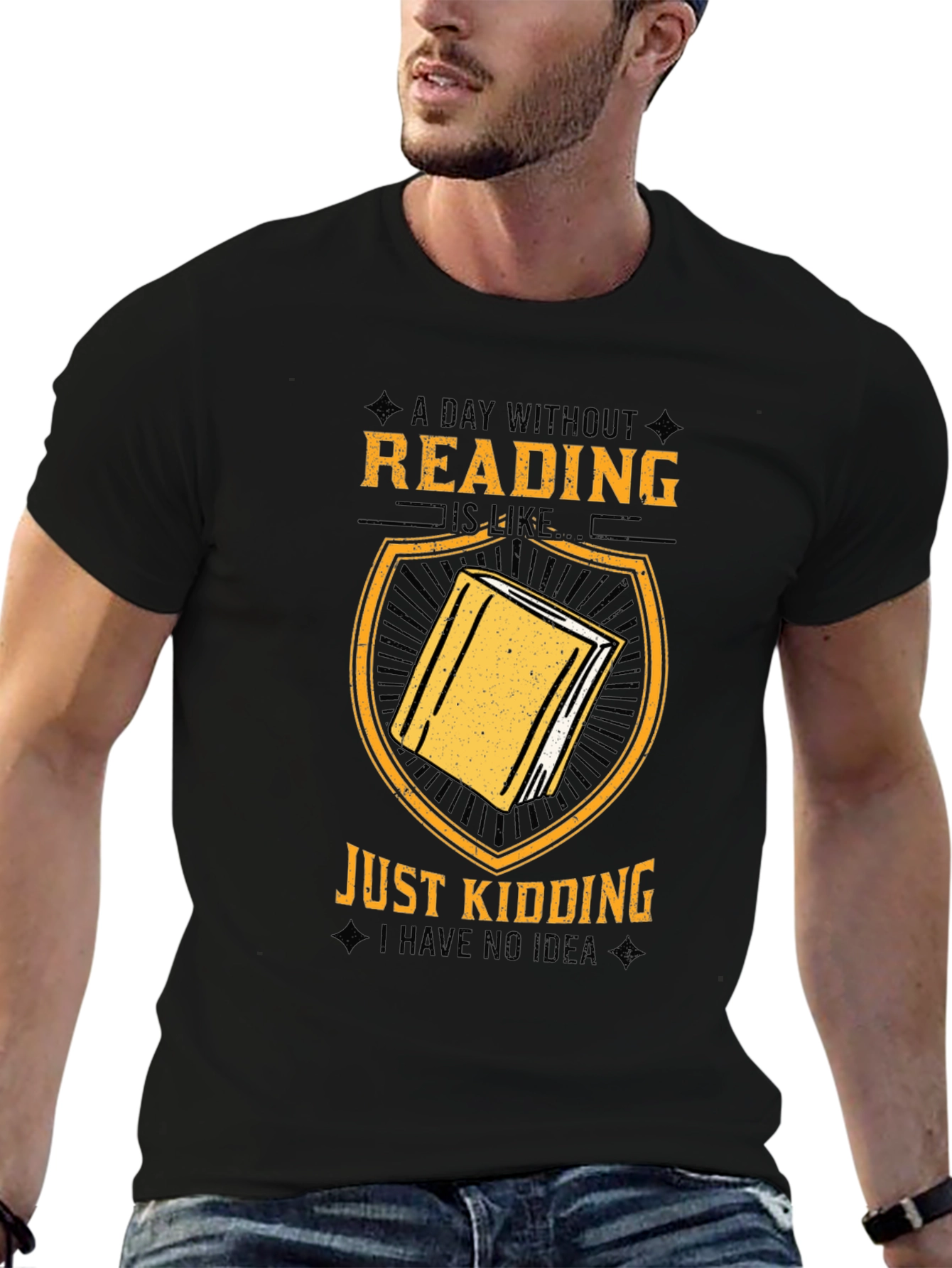 Black Funny Reading T-Shirt - A Day Without Reading view 6