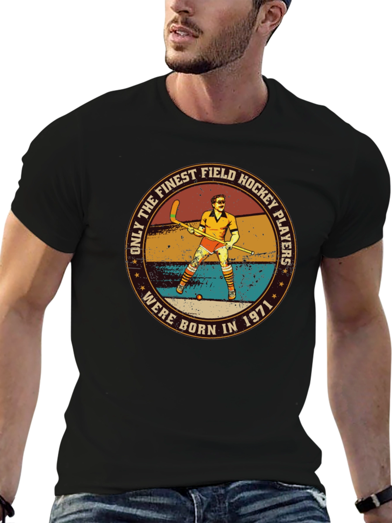 Black Field Hockey Players Born in 1971 T-Shirt view 6