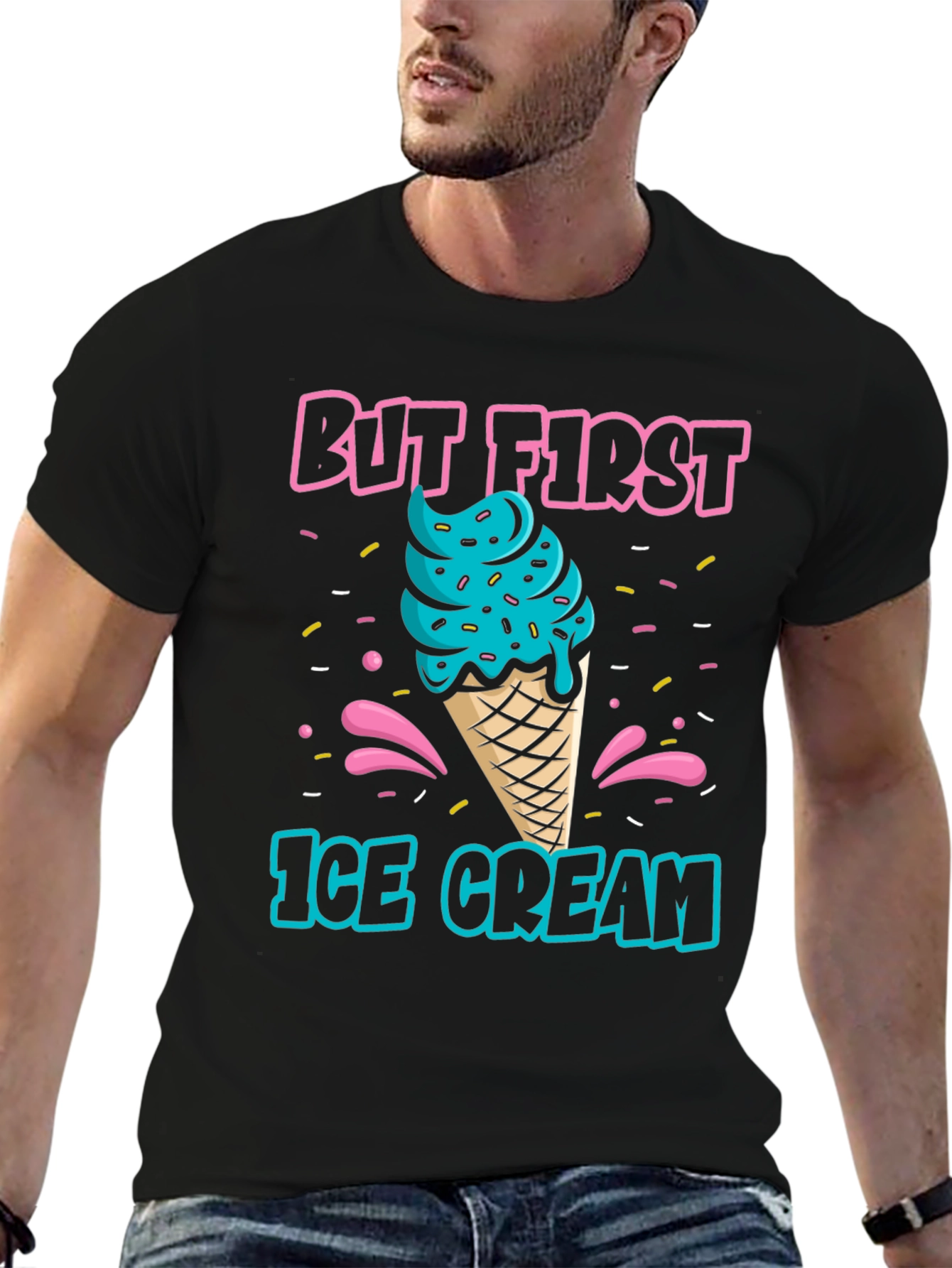 Black But First Ice Cream Graphic T-Shirt view 6