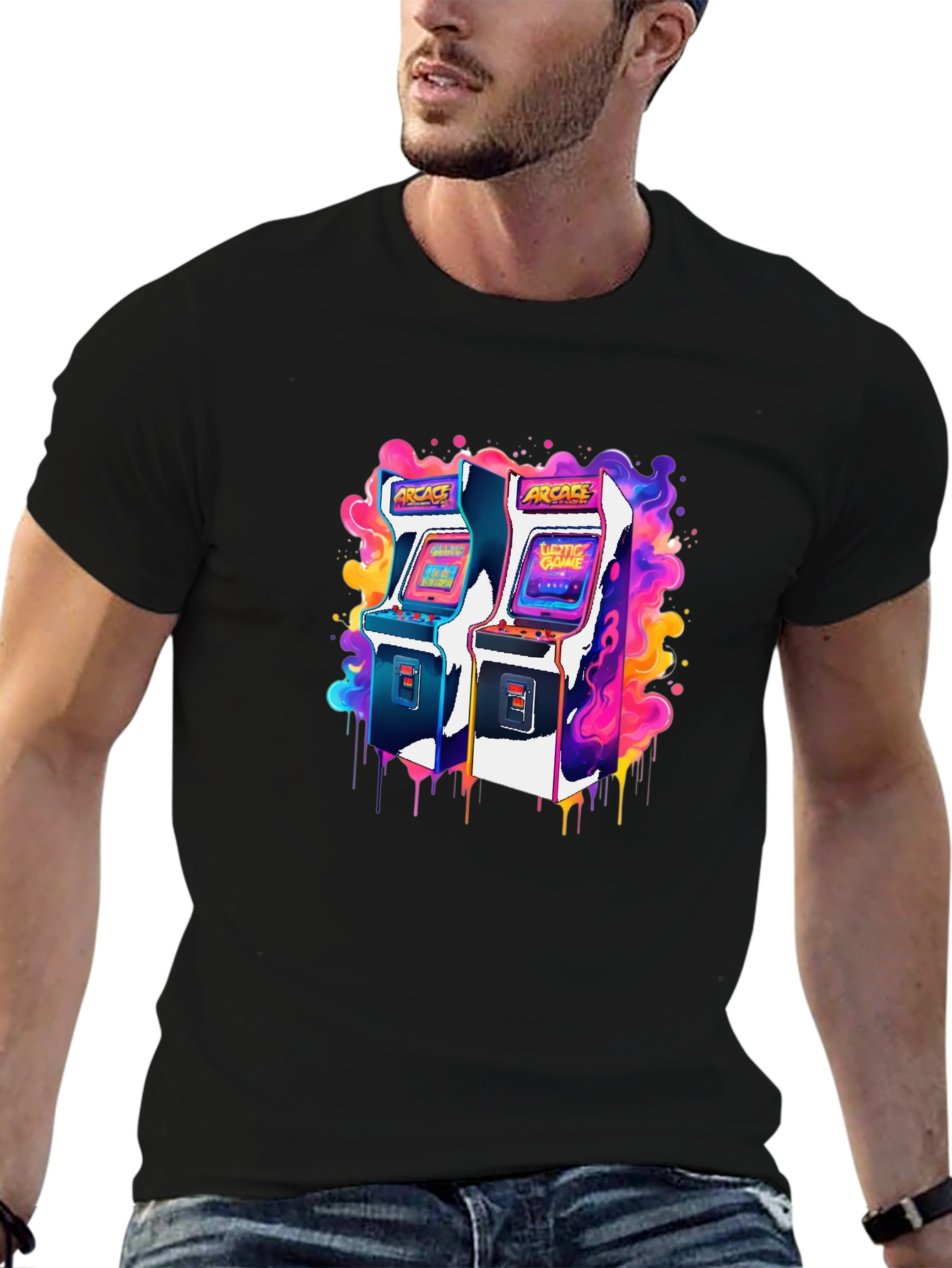 Black Retro Arcade Game T-Shirt - Gamer Style view 6