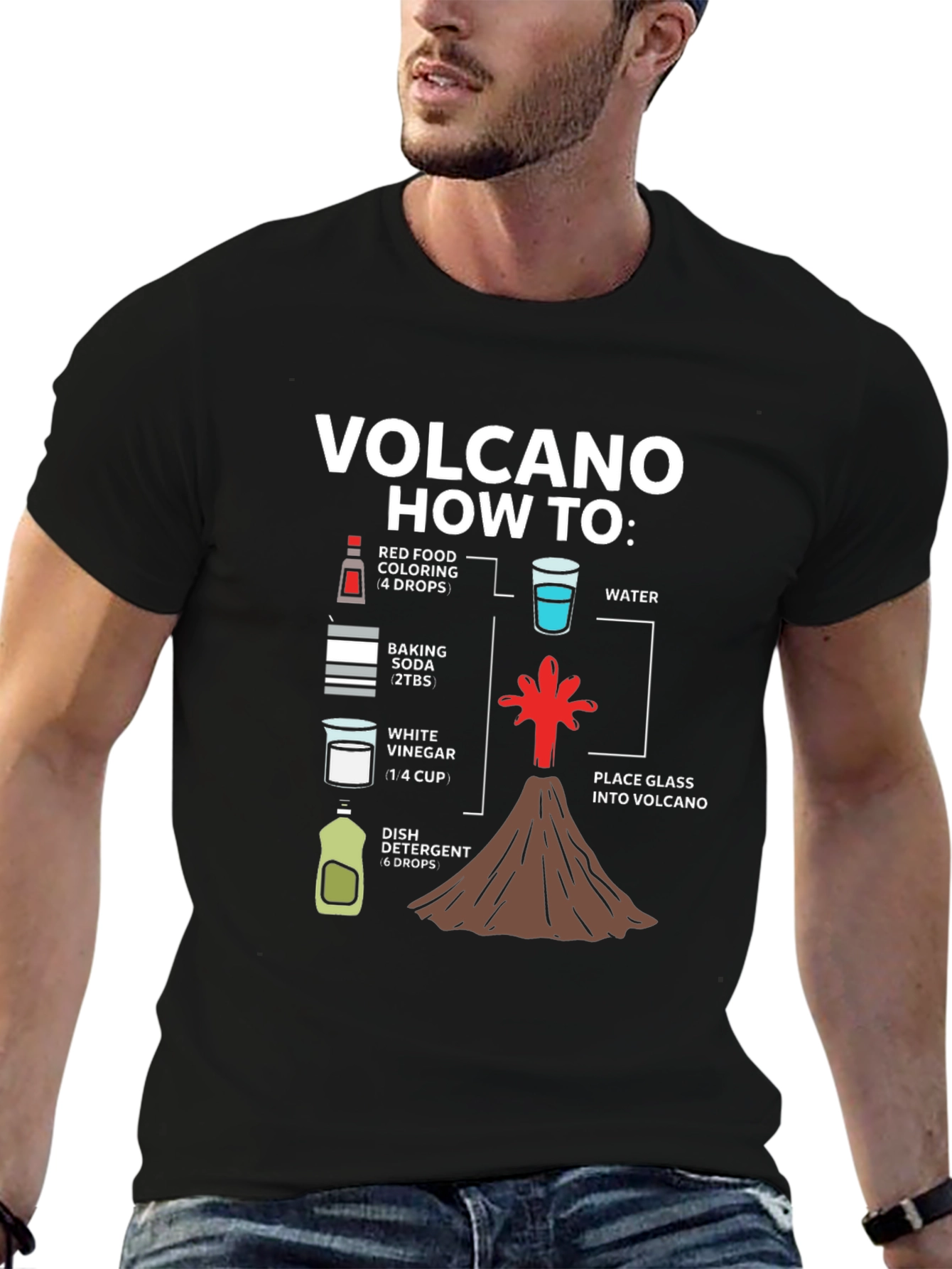 Black Volcano How-To Graphic T-Shirt - Science Experiment Tee view 6