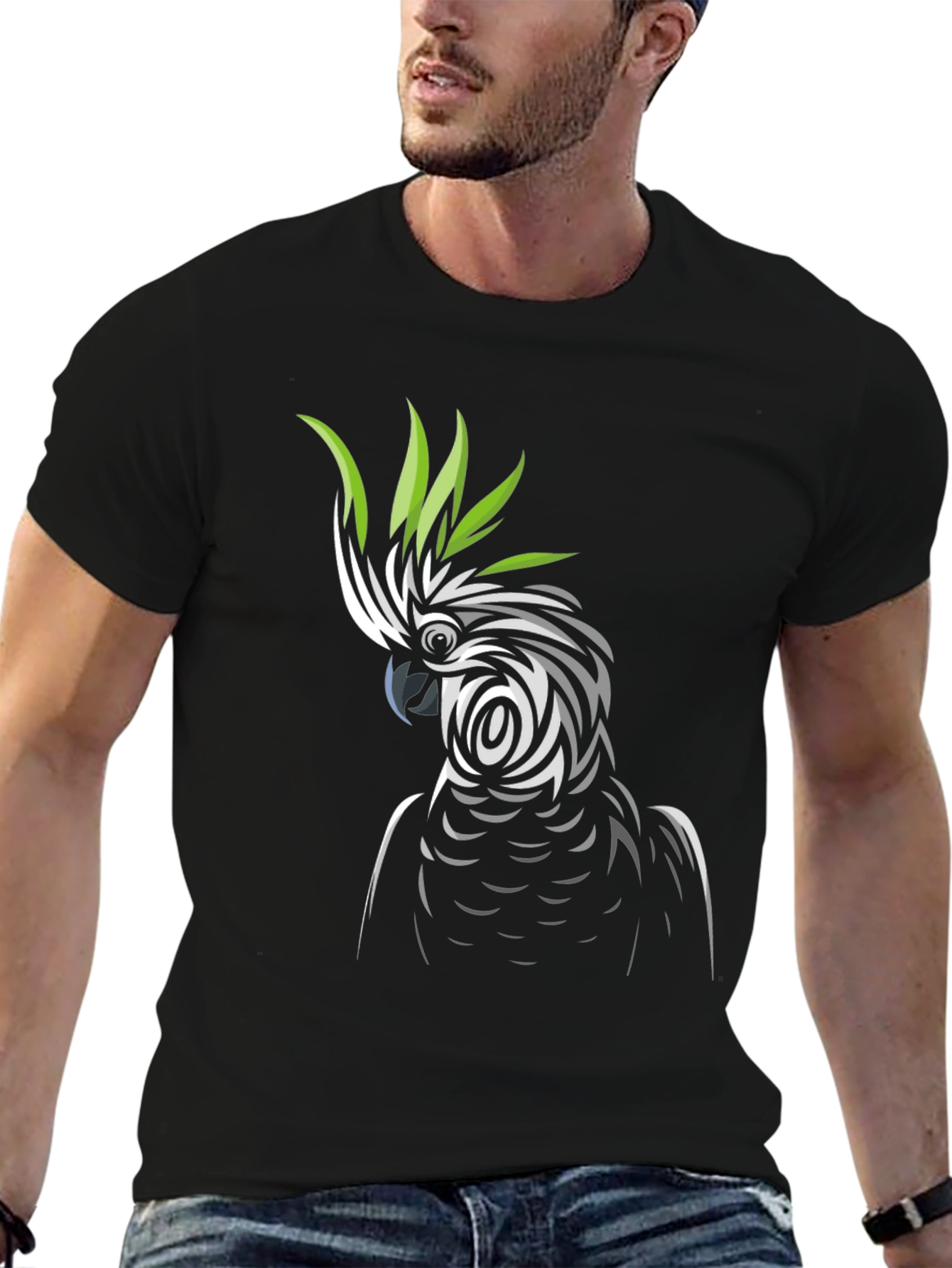 Black Cockatoo Graphic Tee - Stylish Black T-Shirt view 6
