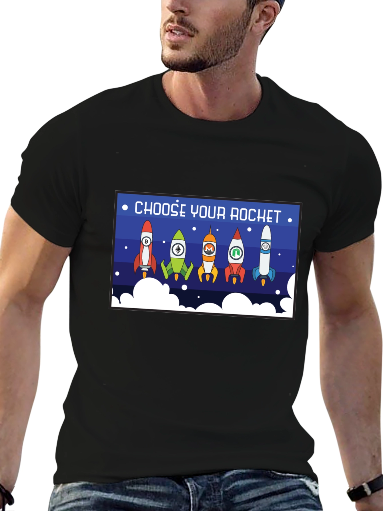 Black Choose Your Rocket Crypto T-Shirt view 6