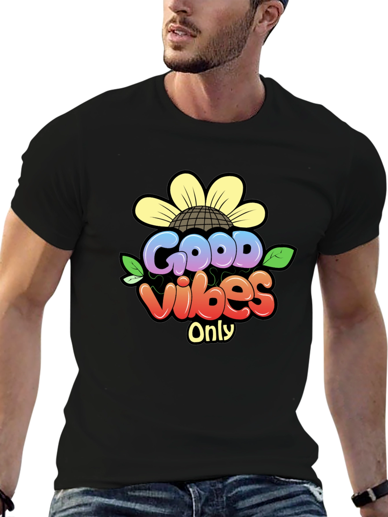 Black Good Vibes Only T-Shirt - Black Graphic Tee view 6