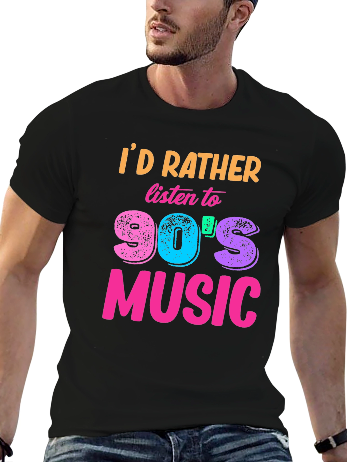 Black 90s Music T-Shirt - Retro Style view 6