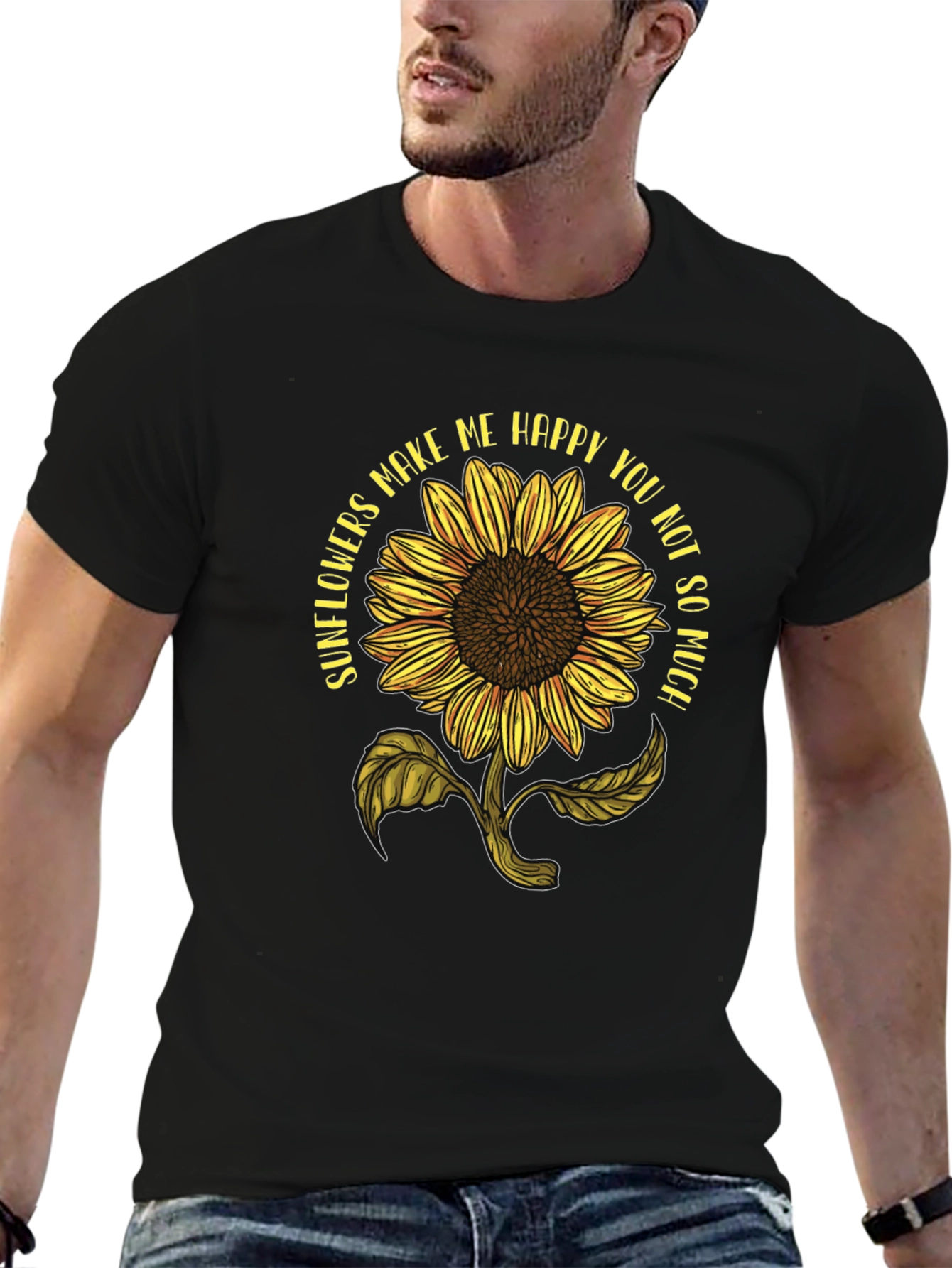 Black Sunflower Graphic Tee - Makes Me Happy view 6