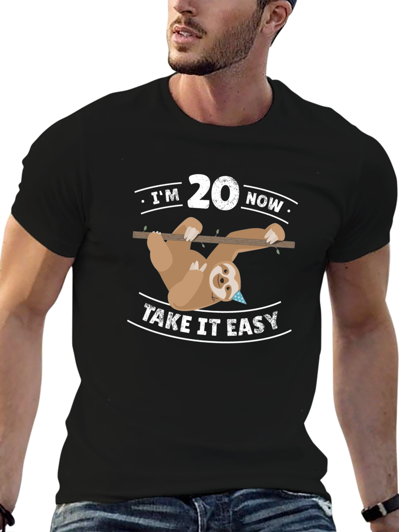 Black I'm 20 Now Sloth T-Shirt - Take It Easy! view 6