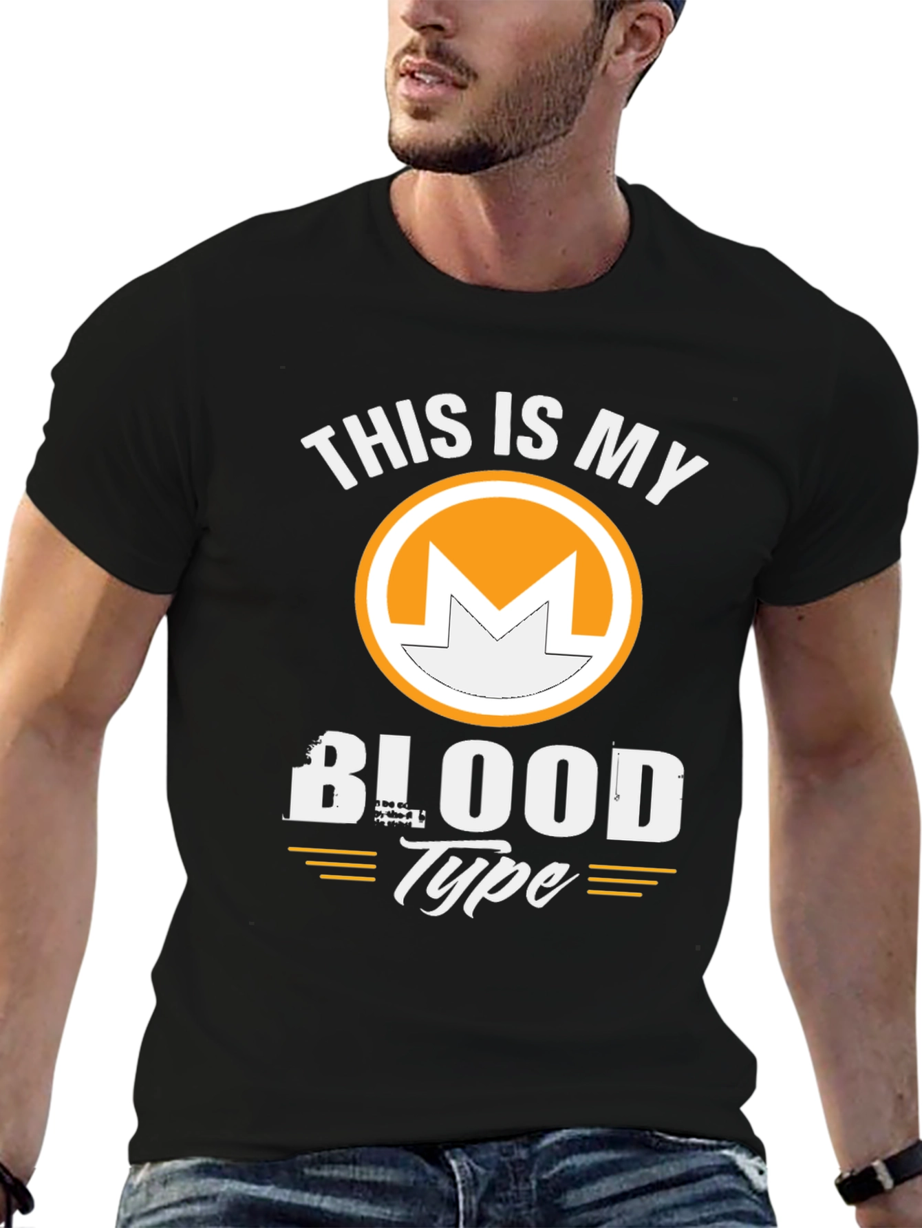 Black Monero Blood Type T-Shirt - Crypto Fan Apparel view 6