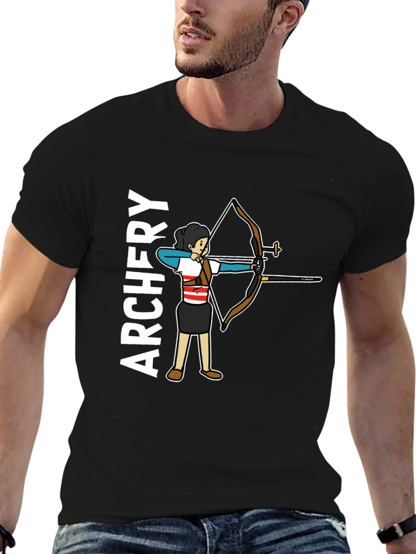 Black Archery Girl Graphic Tee - Target Practice T-Shirt view 6