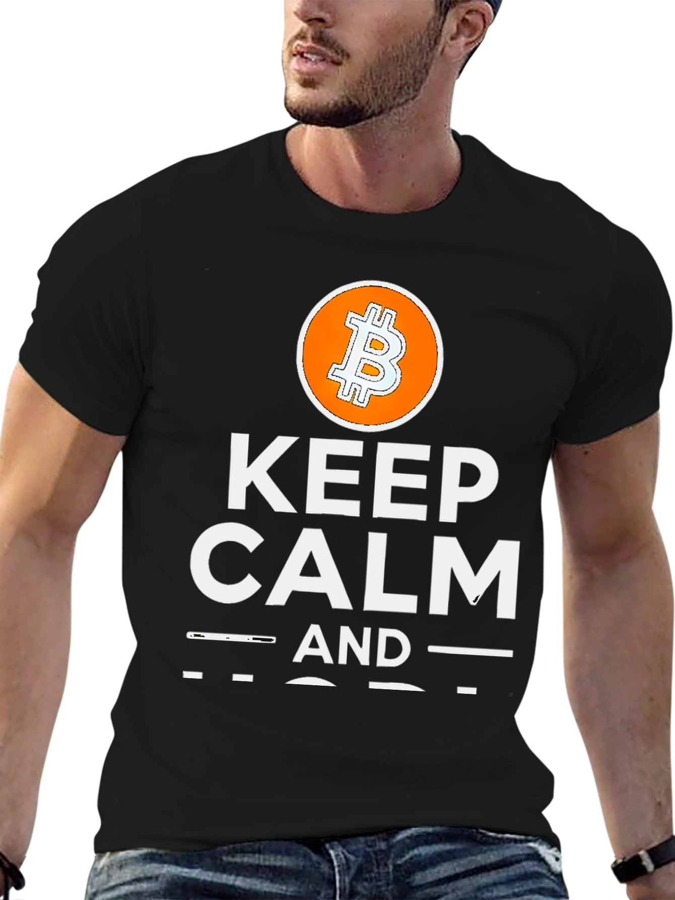 Black Keep Calm and Bitcoin T-Shirt view 6