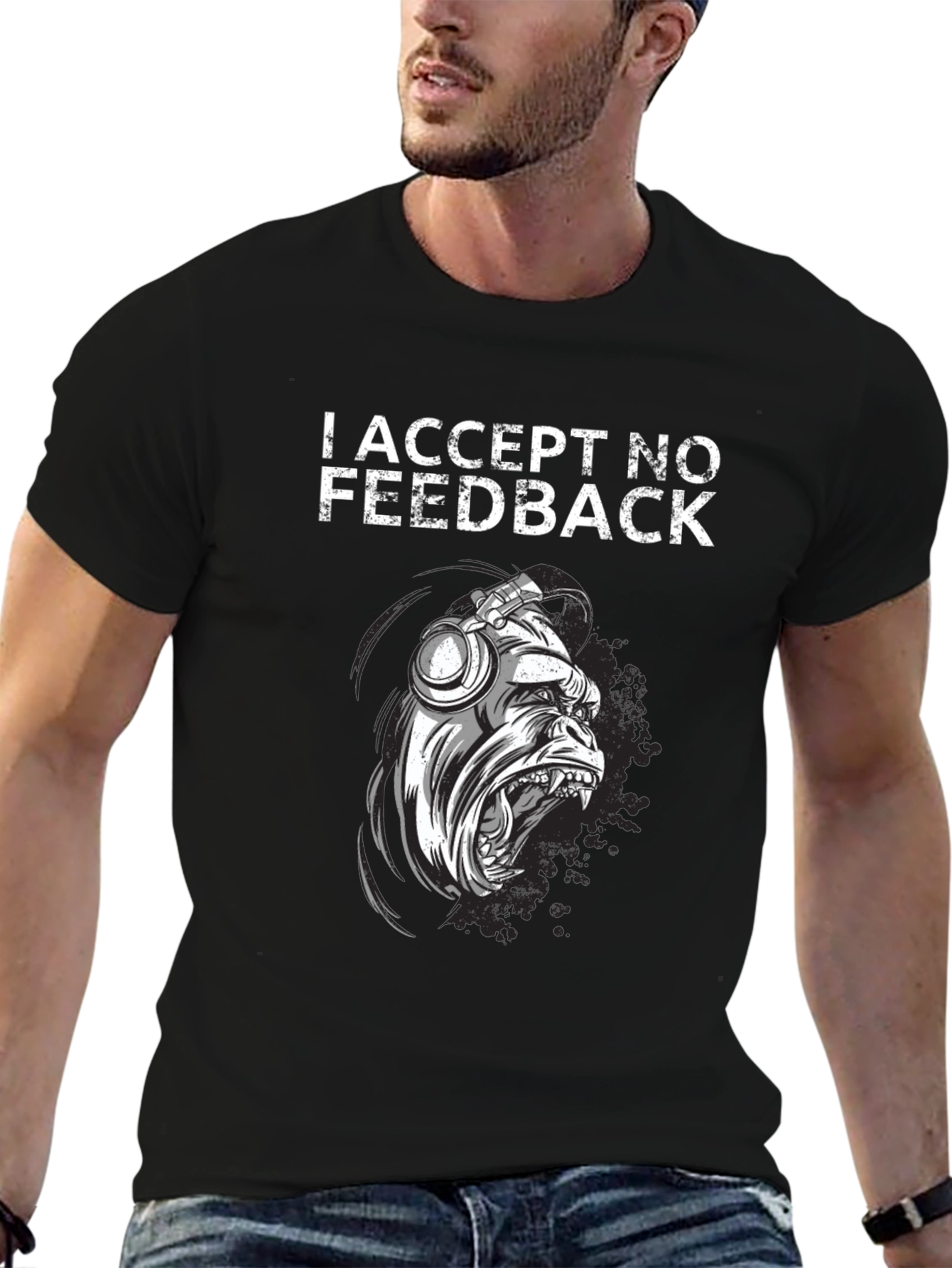 Black I Accept No Feedback Graphic Tee view 6