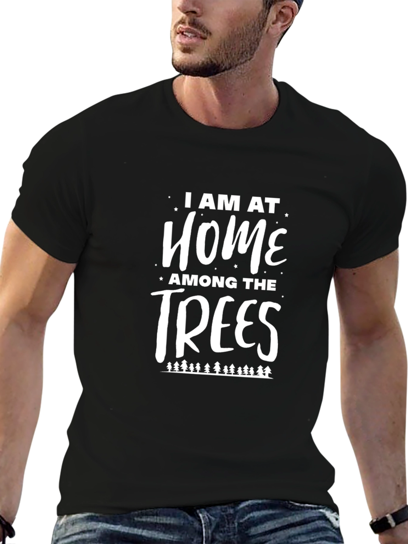 Black I Am At Home Among The Trees Graphic Tee view 6