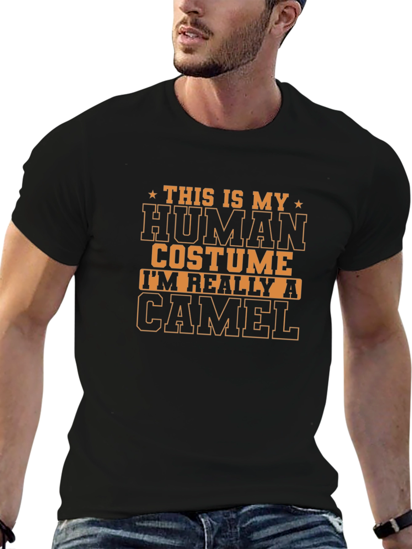 Black Human Costume Camel T-Shirt Funny Novelty Tee view 6