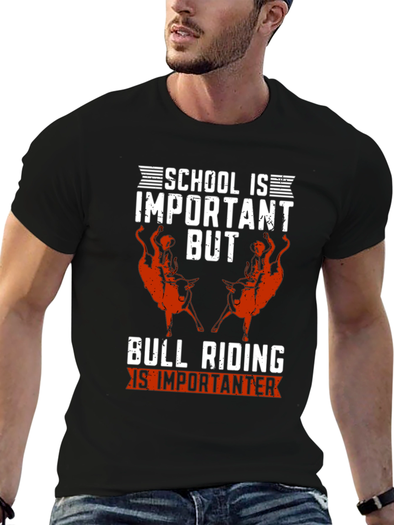 Black Bull Riding is Importanter T-Shirt view 6