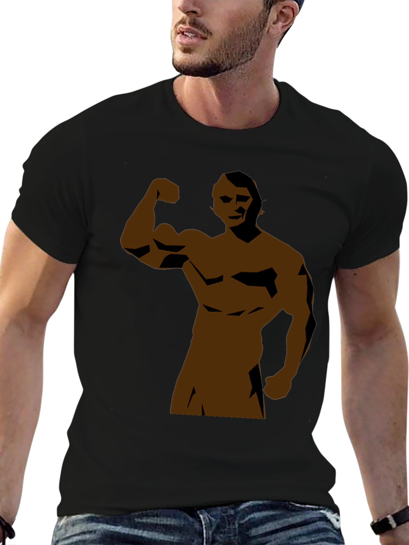 Black Muscle Man Graphic Tee - Black Short Sleeve view 6