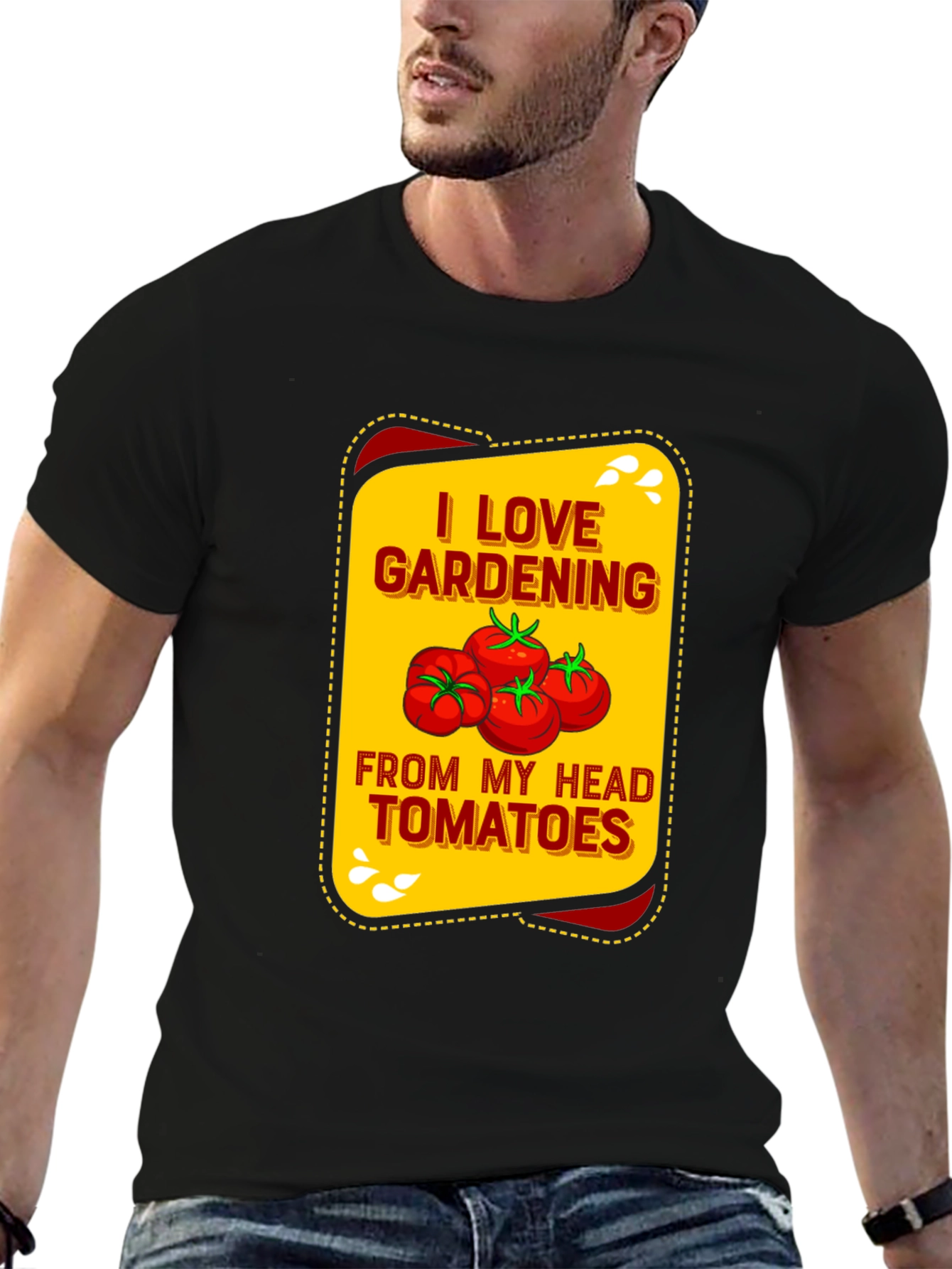 Black I Love Gardening Tomatoes Graphic Tee view 6