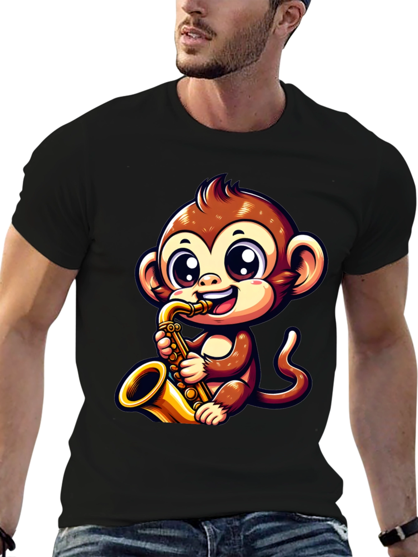 Black Monkey Saxophone T-Shirt view 6