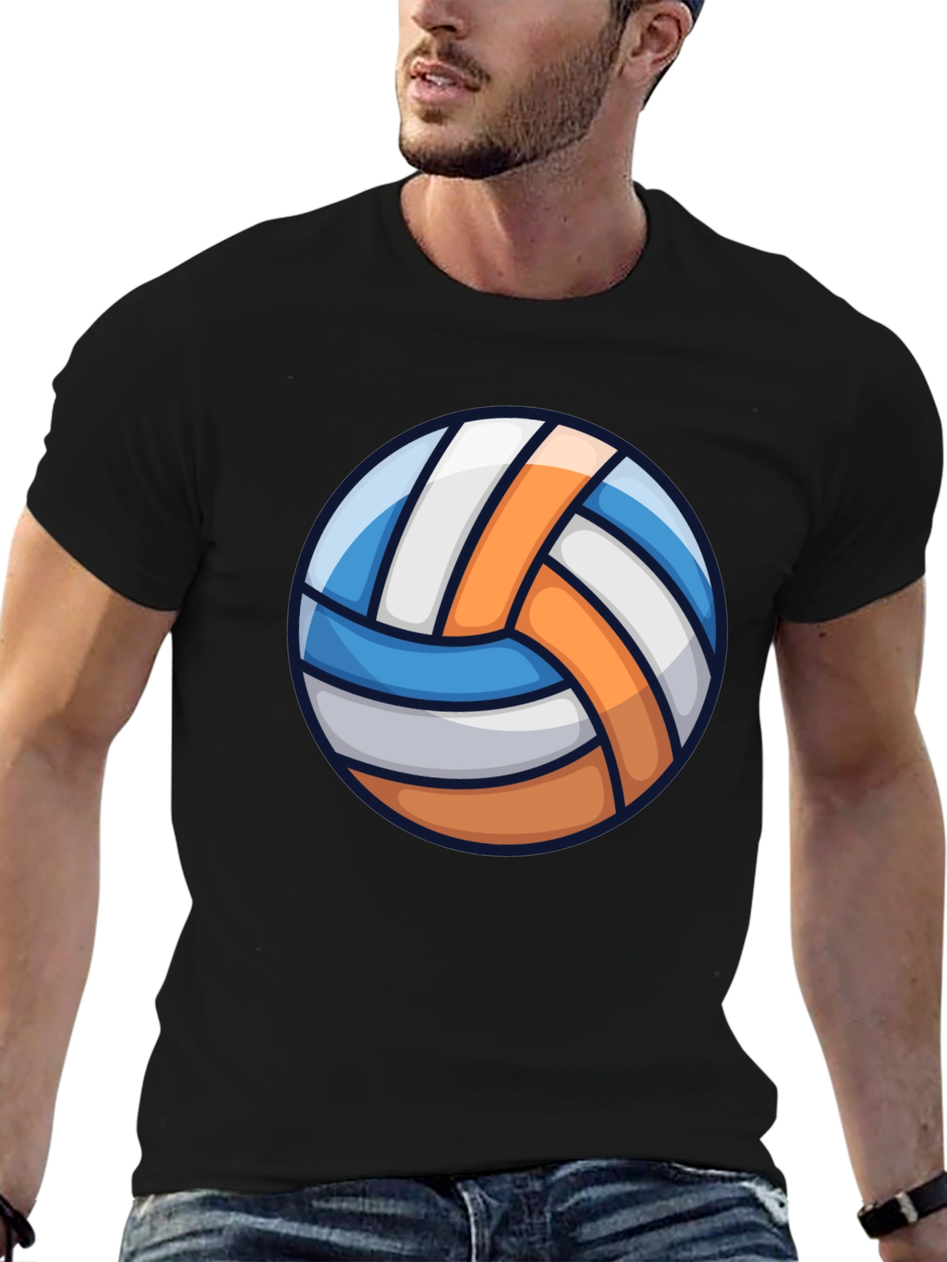 Black Volleyball Graphic Tee - Sporty Casual T-Shirt view 6