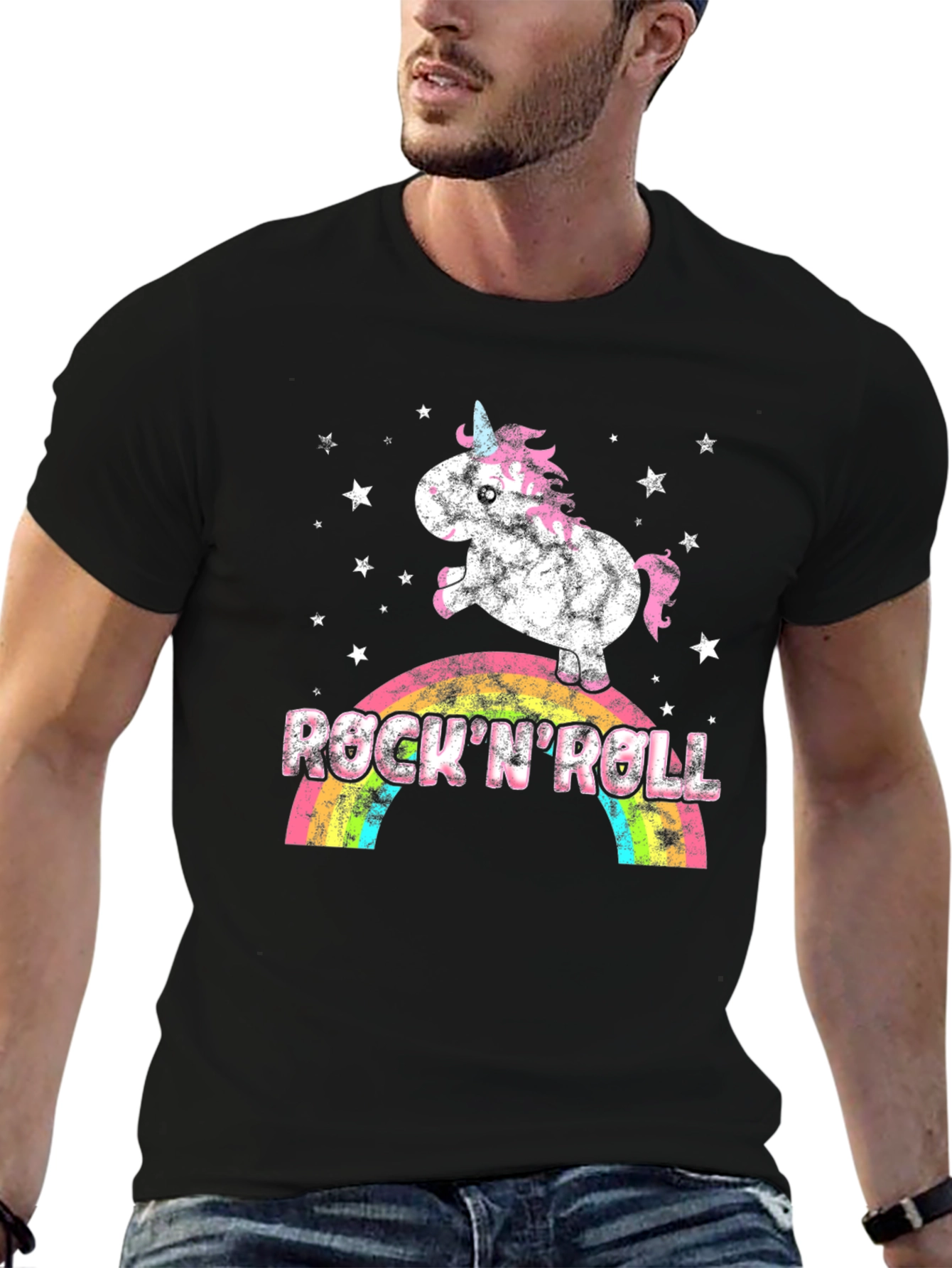 Black Rock 'N Roll Unicorn Graphic T-Shirt view 6