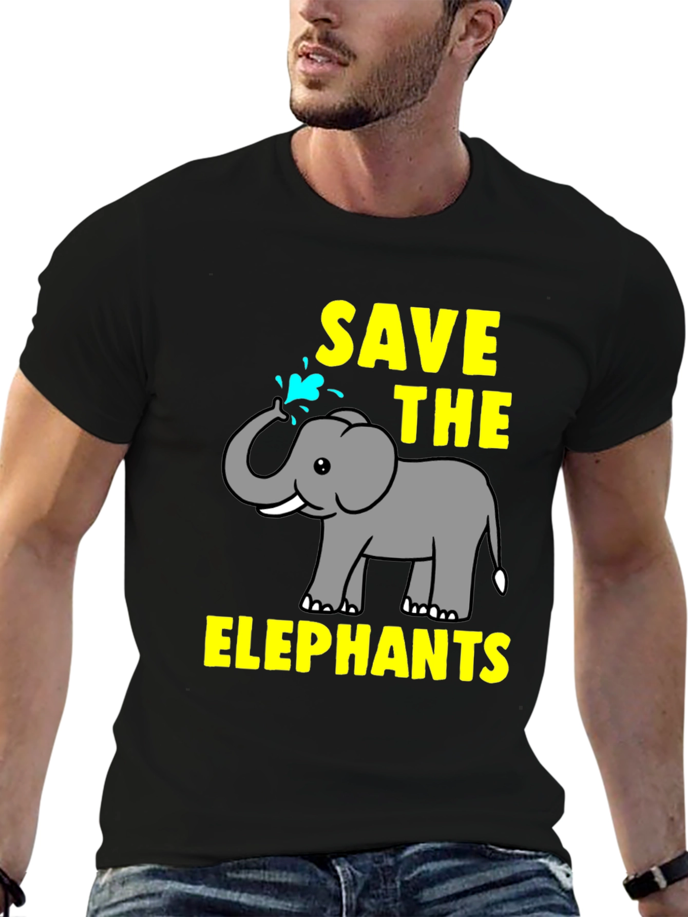 Black Save The Elephants Graphic Tee view 6