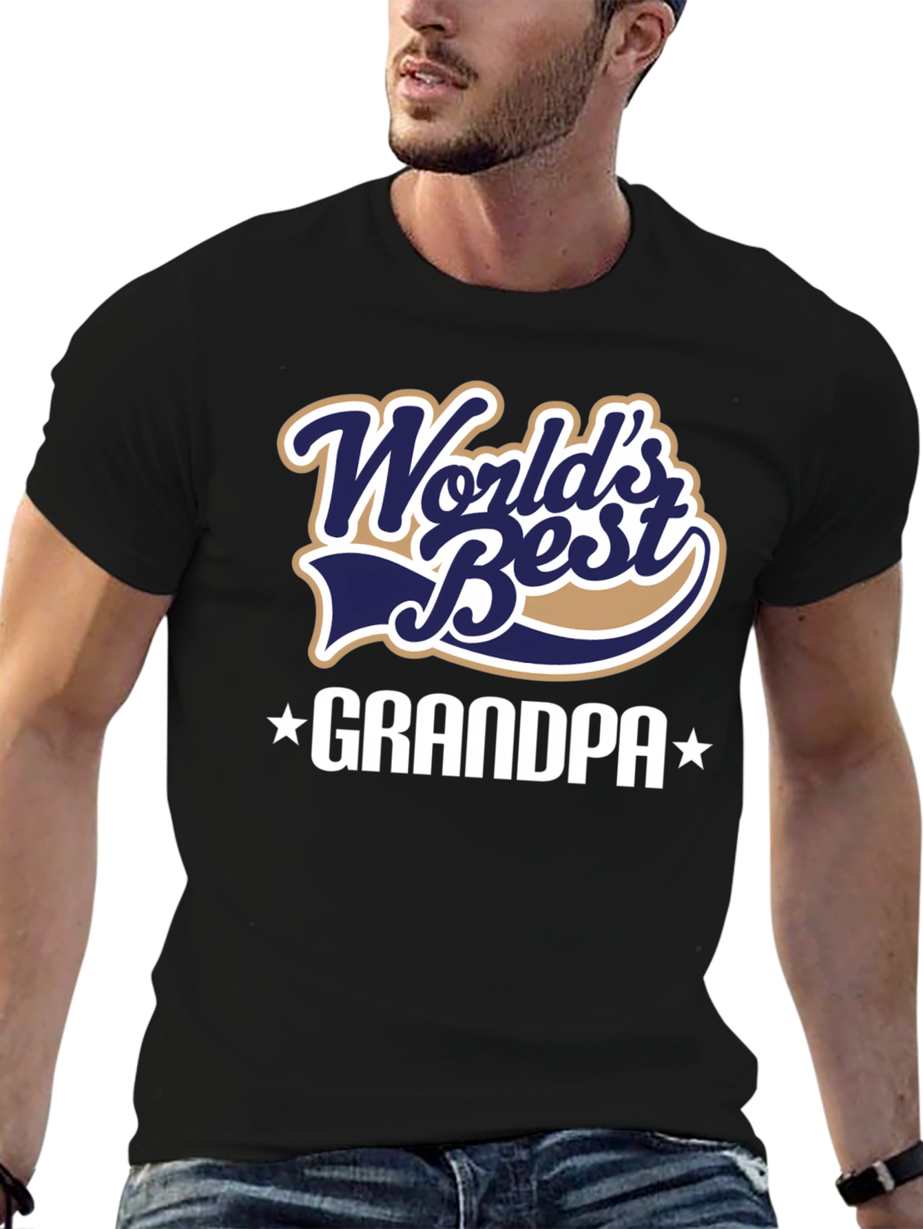 Black World's Best Grandpa T-Shirt - Black view 6