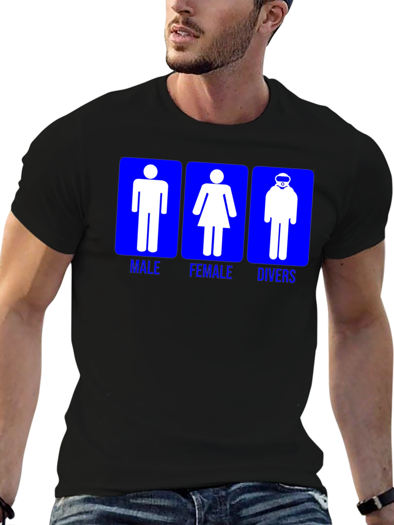 Black Diver Gender T-Shirt - Male, Female, Divers Funny Scuba Tee view 6