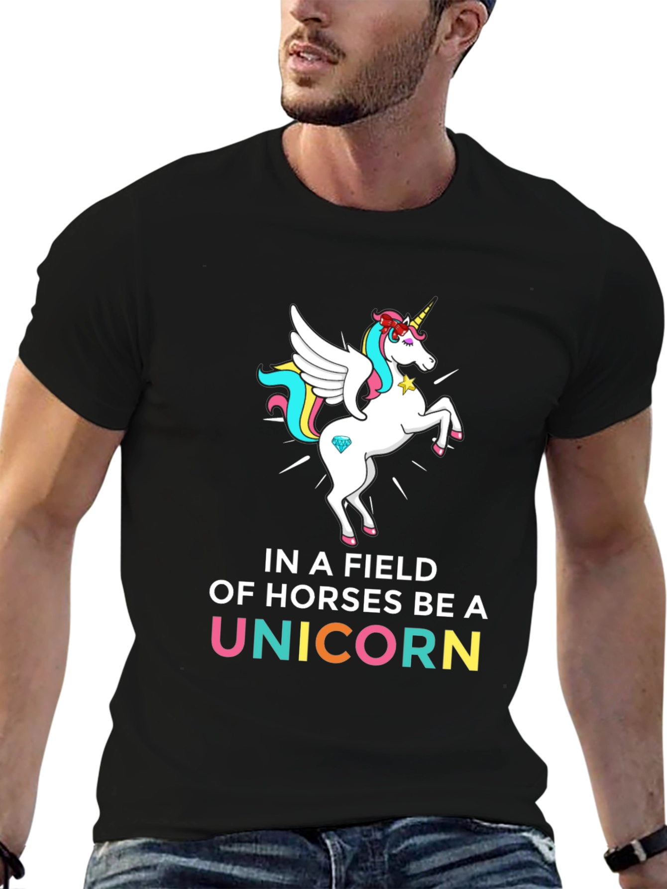 Black Be a Unicorn Graphic T-Shirt view 6